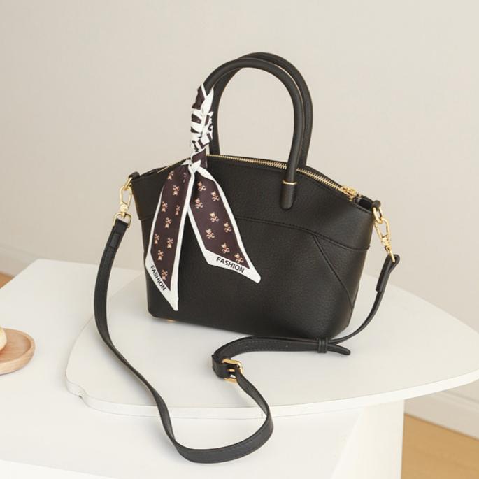 Elegant Lychee-Grain Leather Top Handle Crossbody Bag DW85