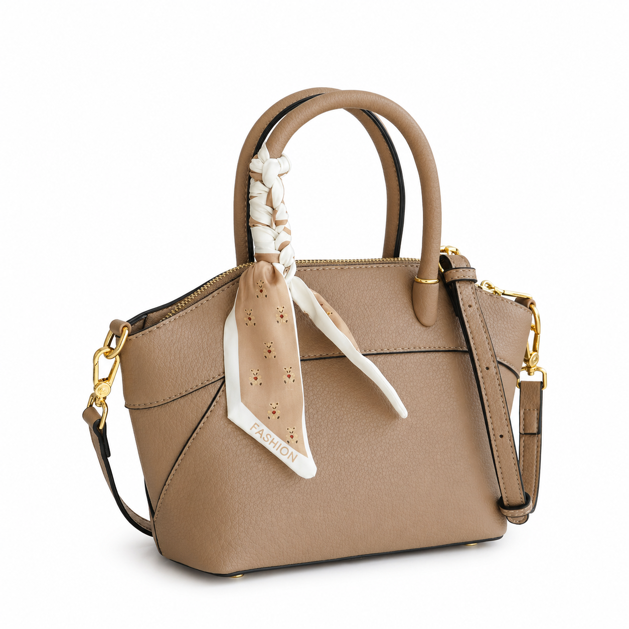 Elegant Lychee-Grain Leather Top Handle Crossbody Bag DW85