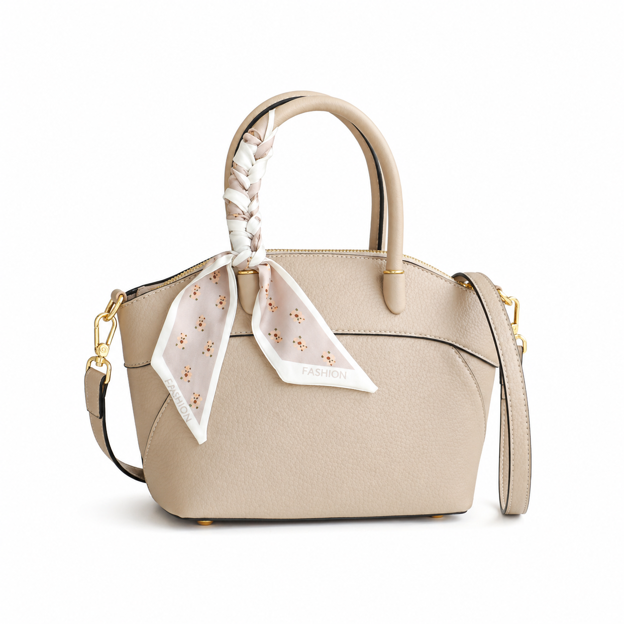 Elegant Lychee-Grain Leather Top Handle Crossbody Bag DW85