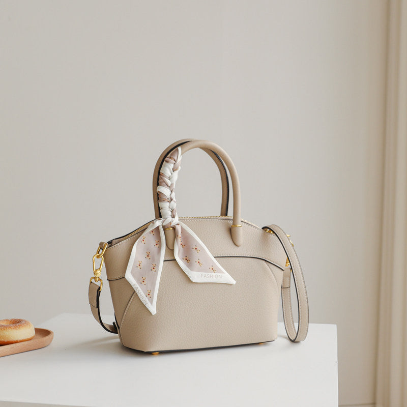 Elegant Lychee-Grain Leather Top Handle Crossbody Bag DW85