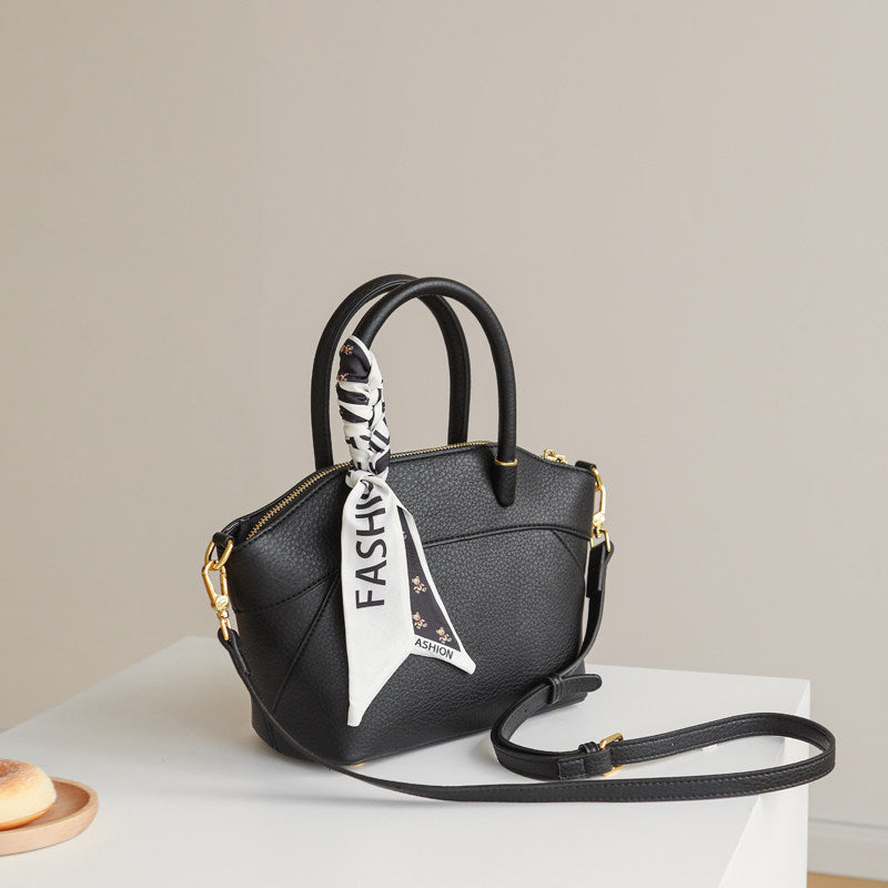 Elegant Lychee-Grain Leather Top Handle Crossbody Bag DW85