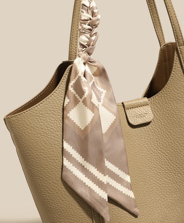 Éliane Silk-Scarf Leather Tote Bag ET30