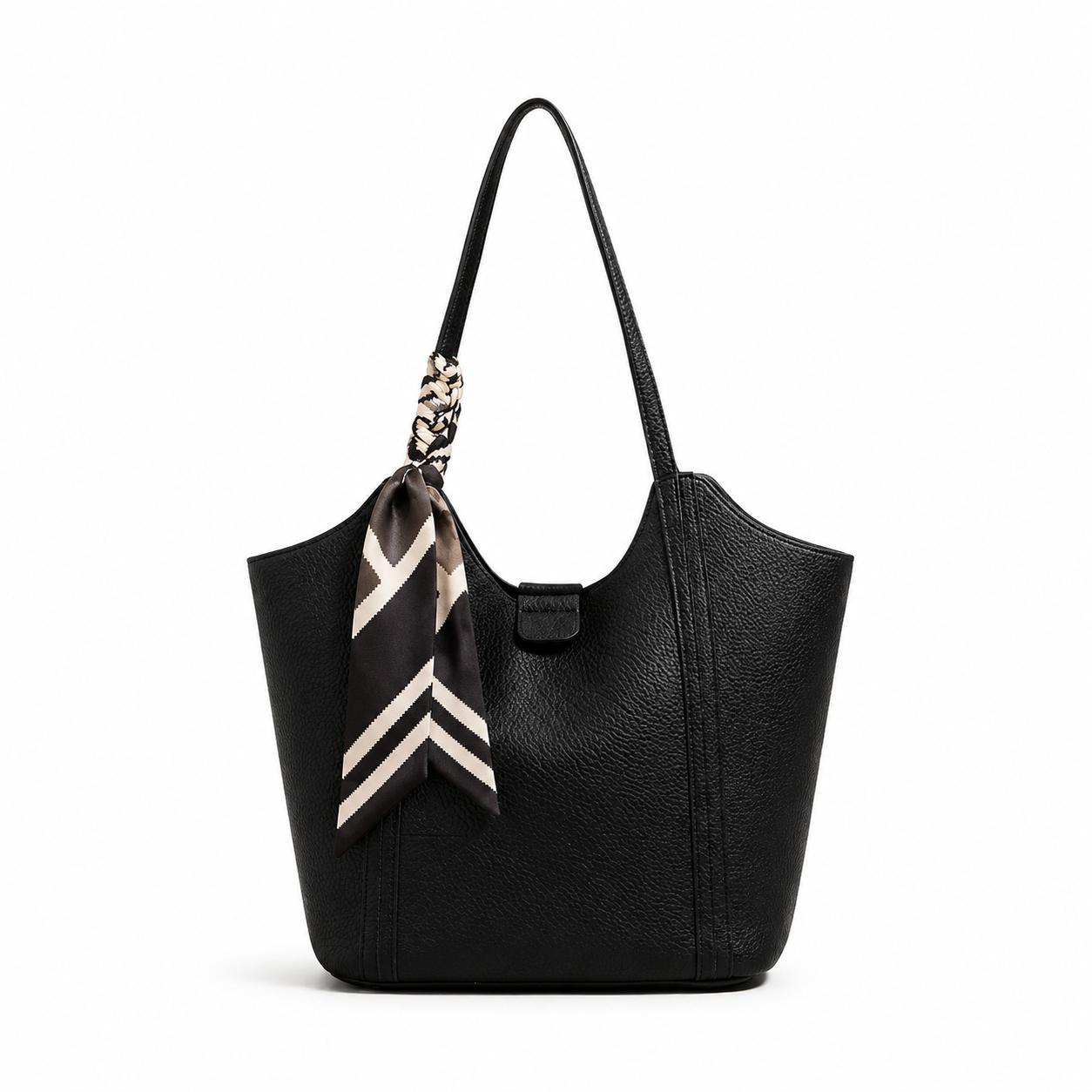 Éliane Silk-Scarf Leather Tote Bag ET30
