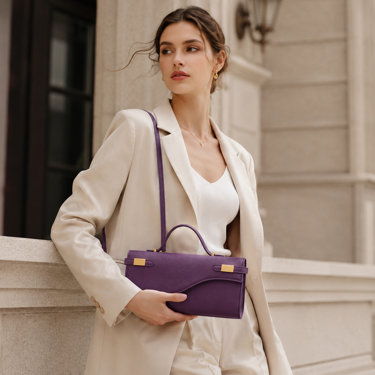 Élodie Cross-Grain Top Handle Bag MF245