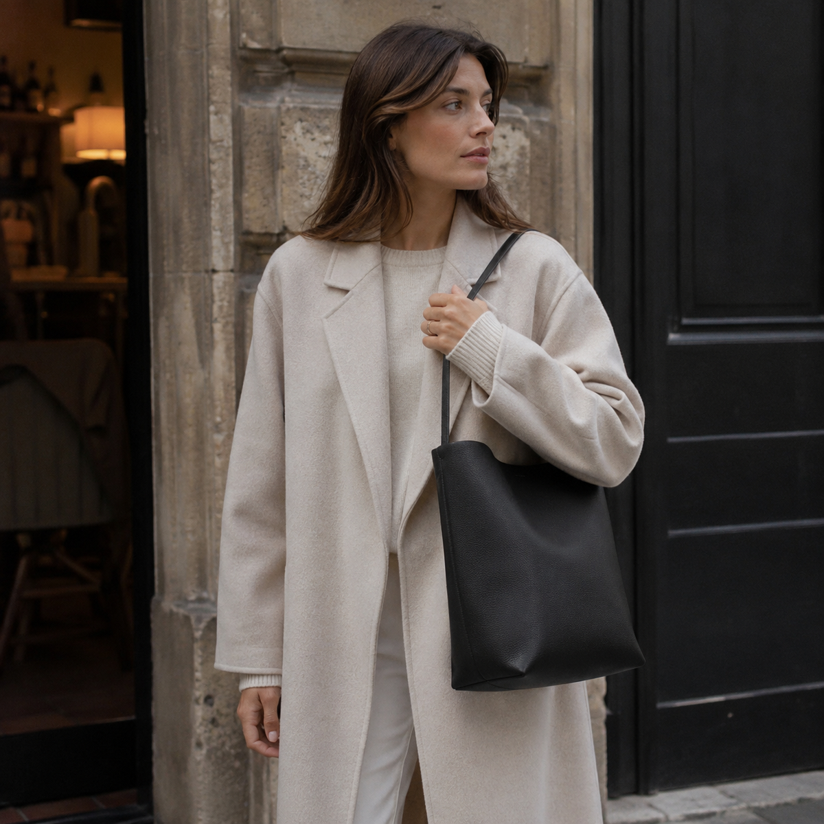 Élodie Soft-Grain Leather Shoulder Tote ET25