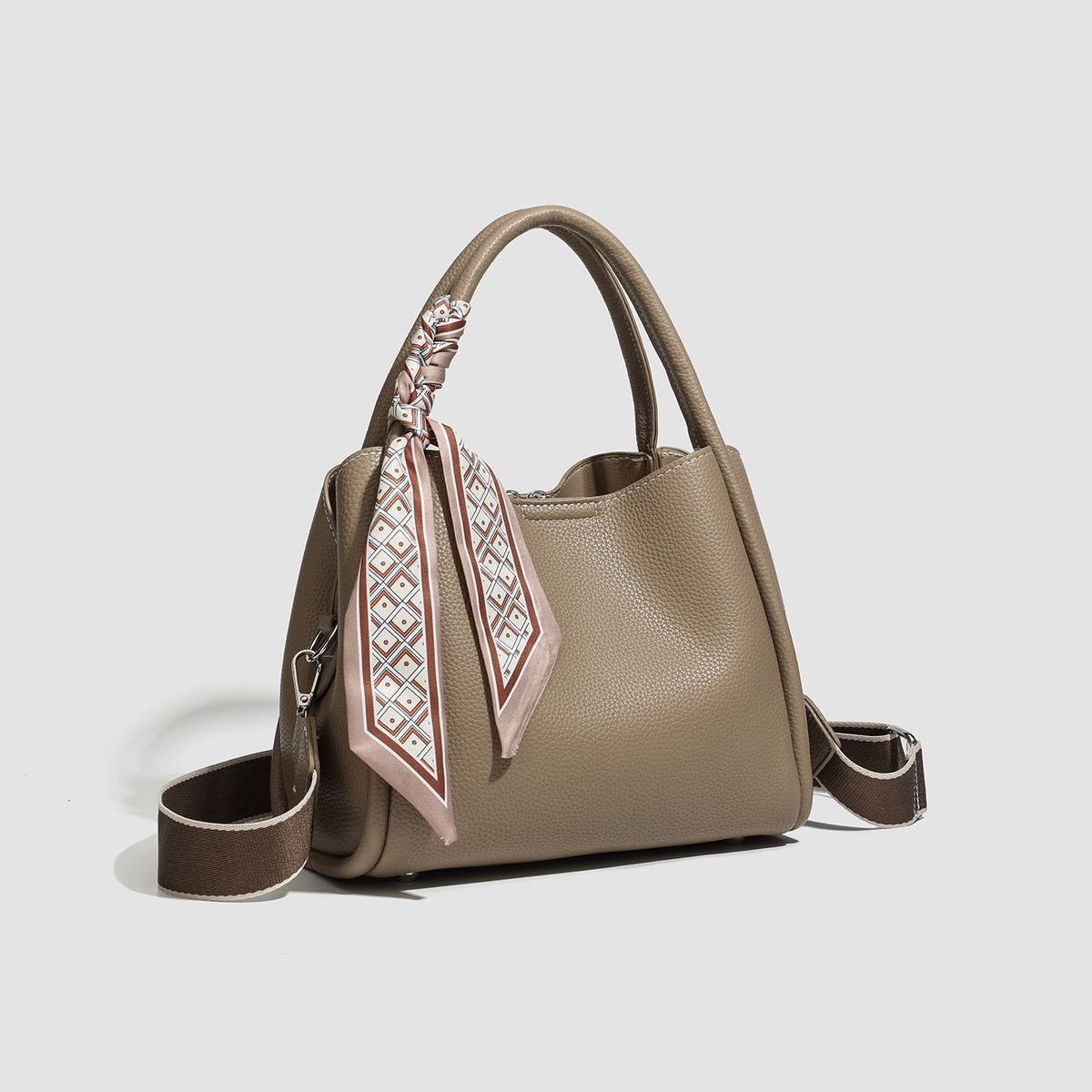 Éloise Silk-Scarf Cowhide Top Handle Bag EL34