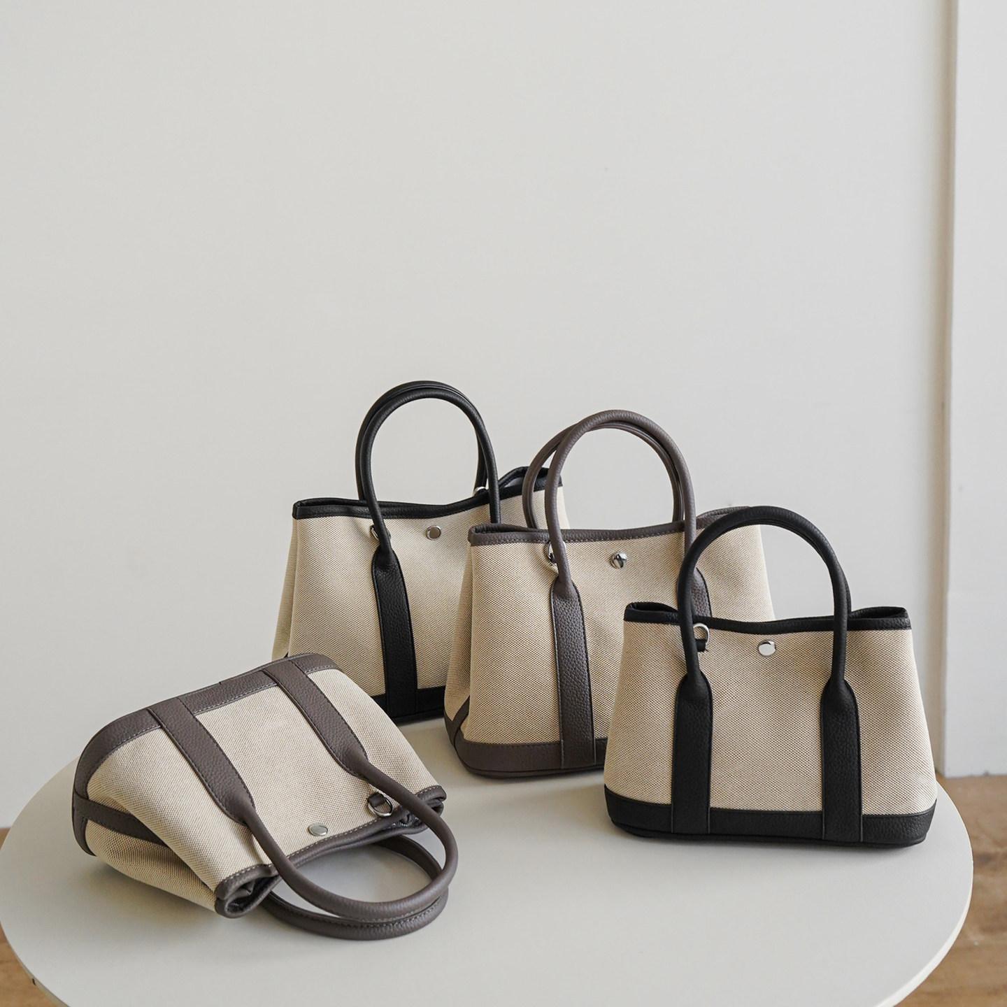 Garden Tote in Canvas and Pebbled Leather DW40