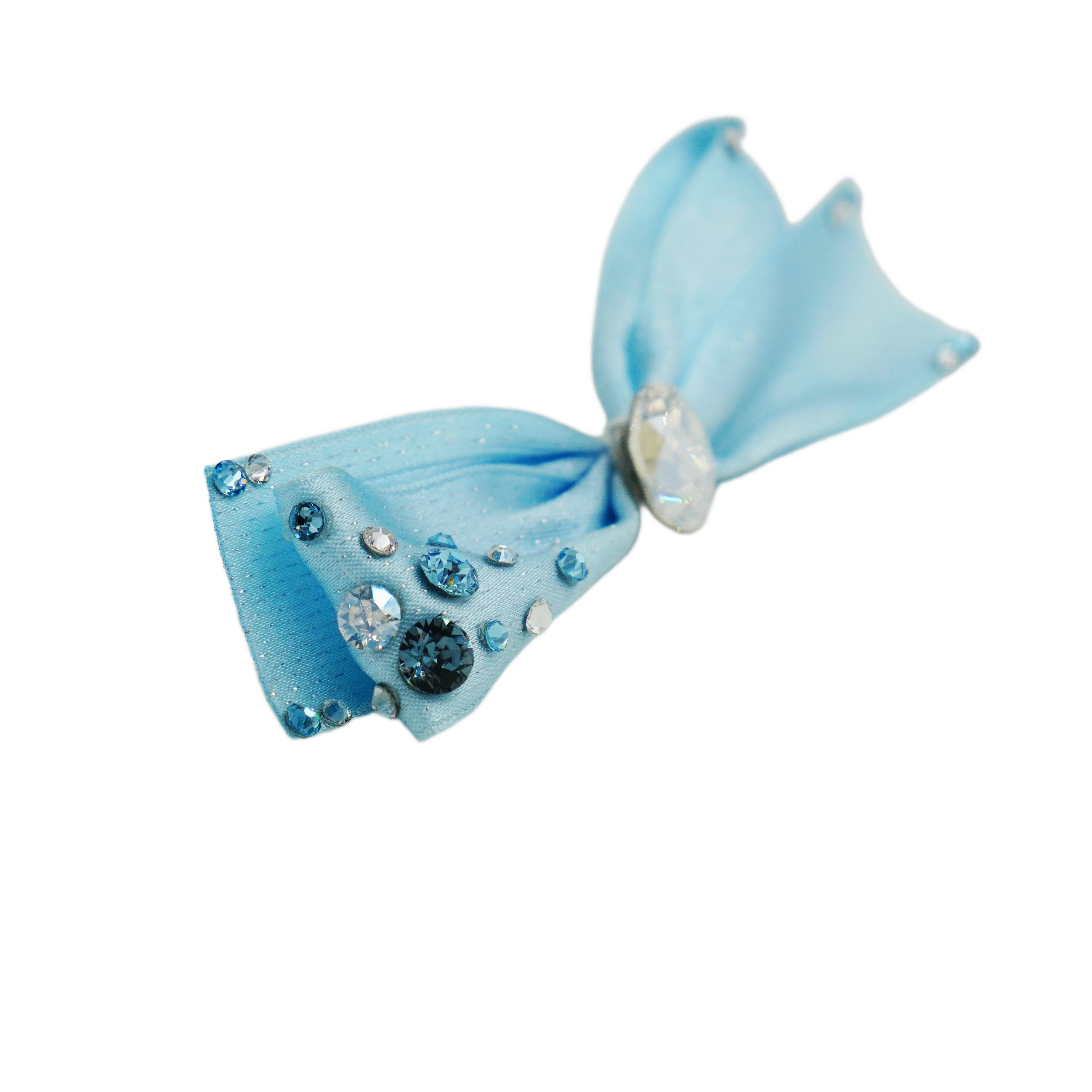 Lunapaw Airy Flutter Bow & Luxurious Crystal Fabric Top Clip TP2018