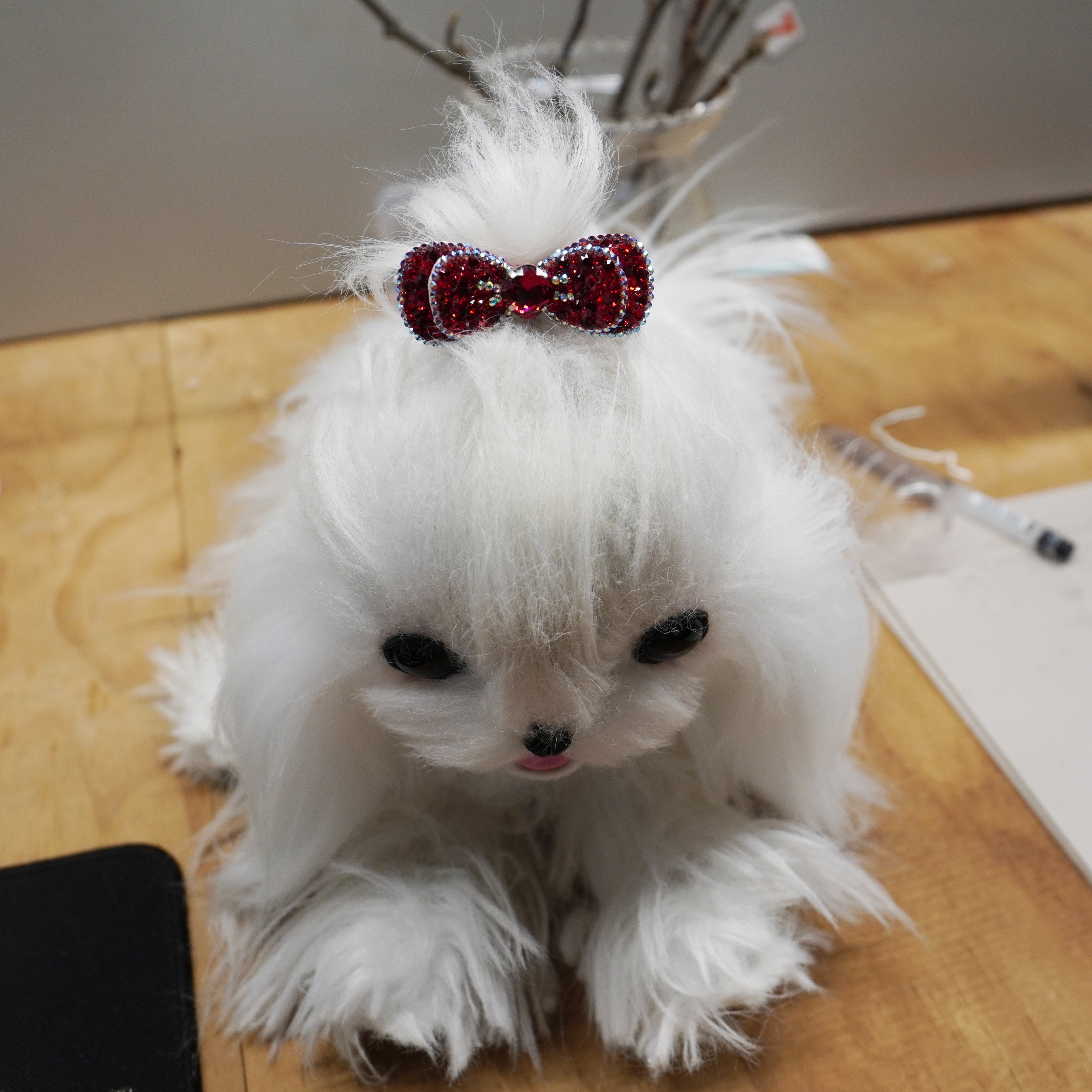 Lunapaw Double-Layer Structured Round Bow Luxury Crystal Top Clip TP21