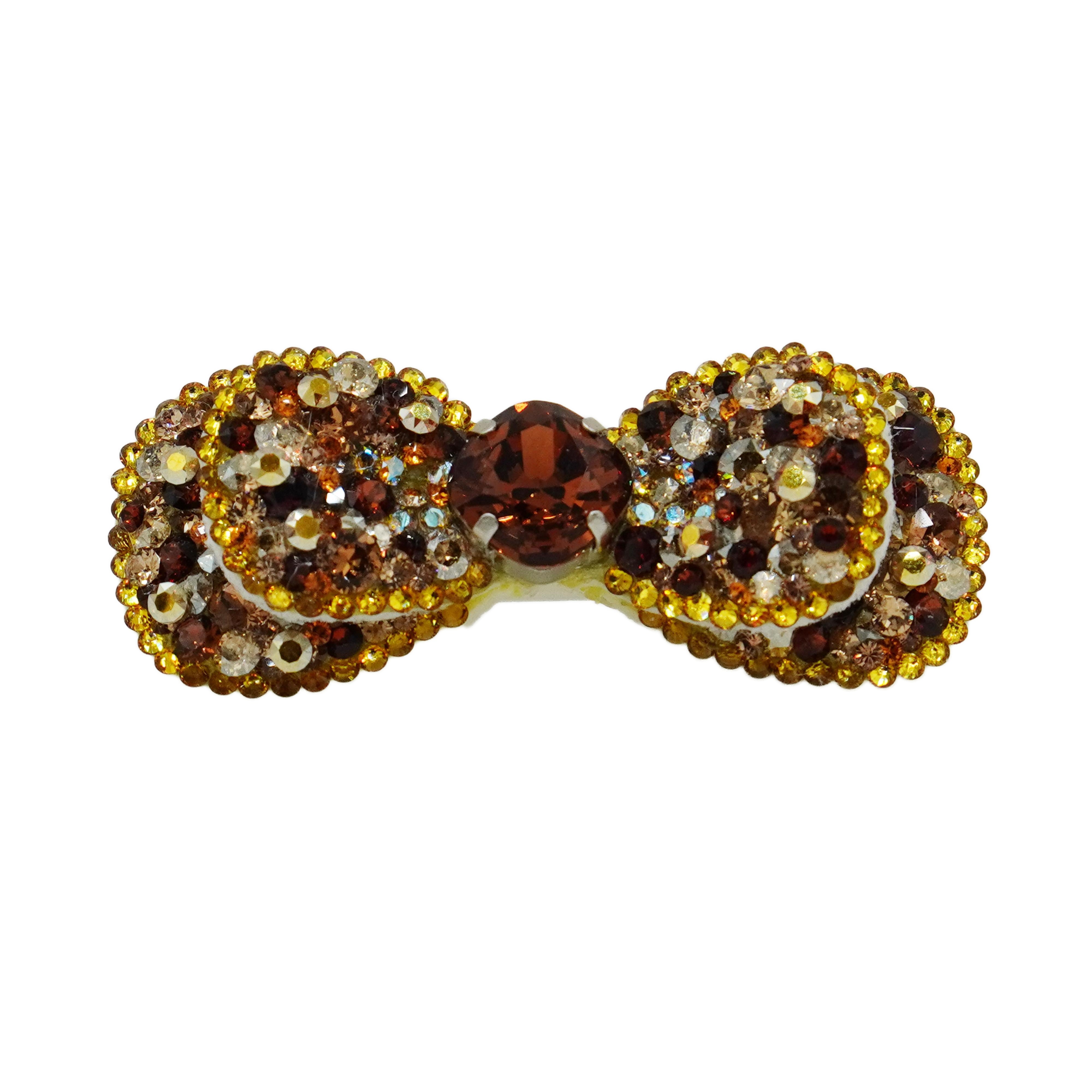 Lunapaw Double-Layer Structured Round Bow Luxury Crystal Top Clip TP21