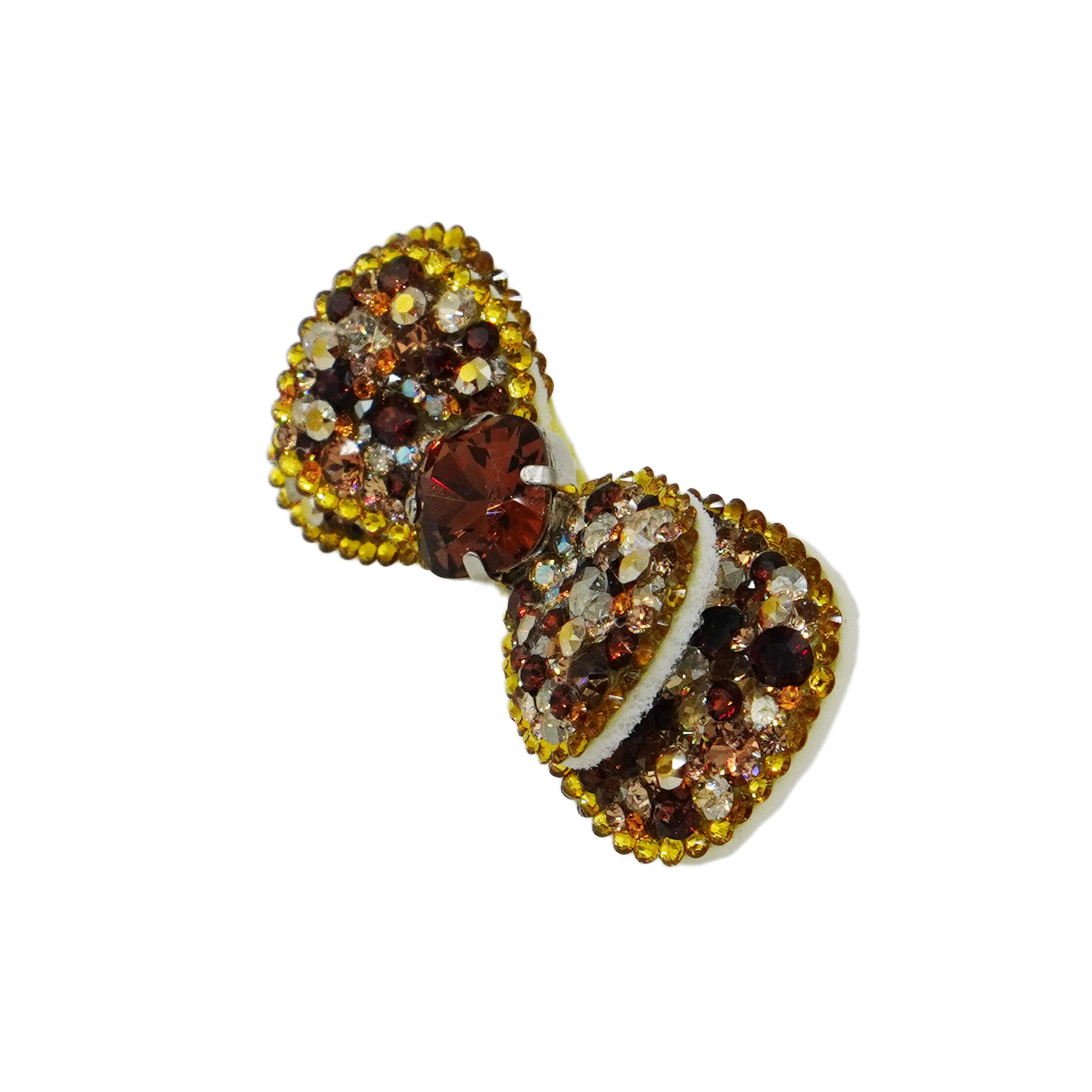 Lunapaw Double-Layer Structured Round Bow Luxury Crystal Top Clip TP21