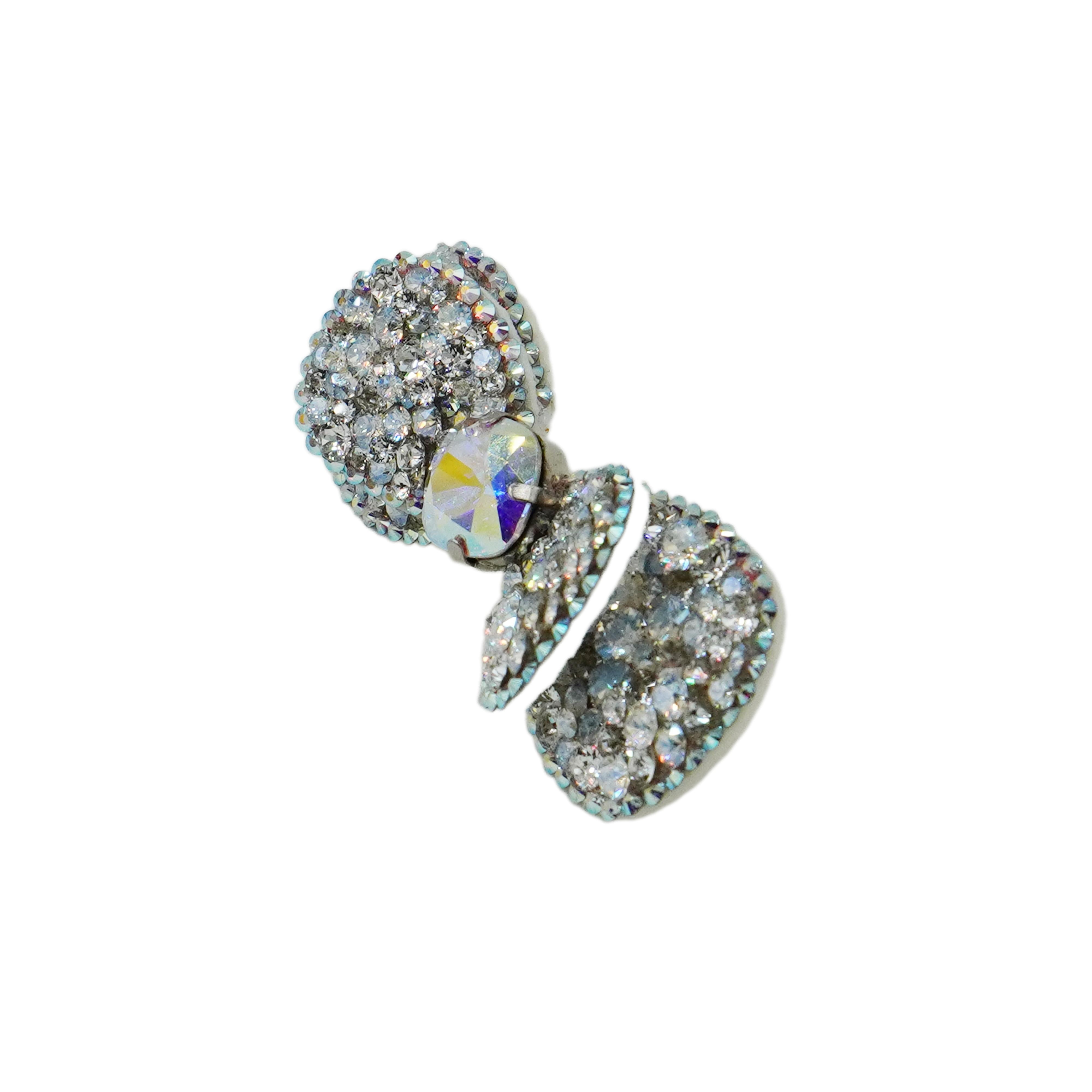 Lunapaw Double-Layer Structured Round Bow Luxury Crystal Top Clip TP21