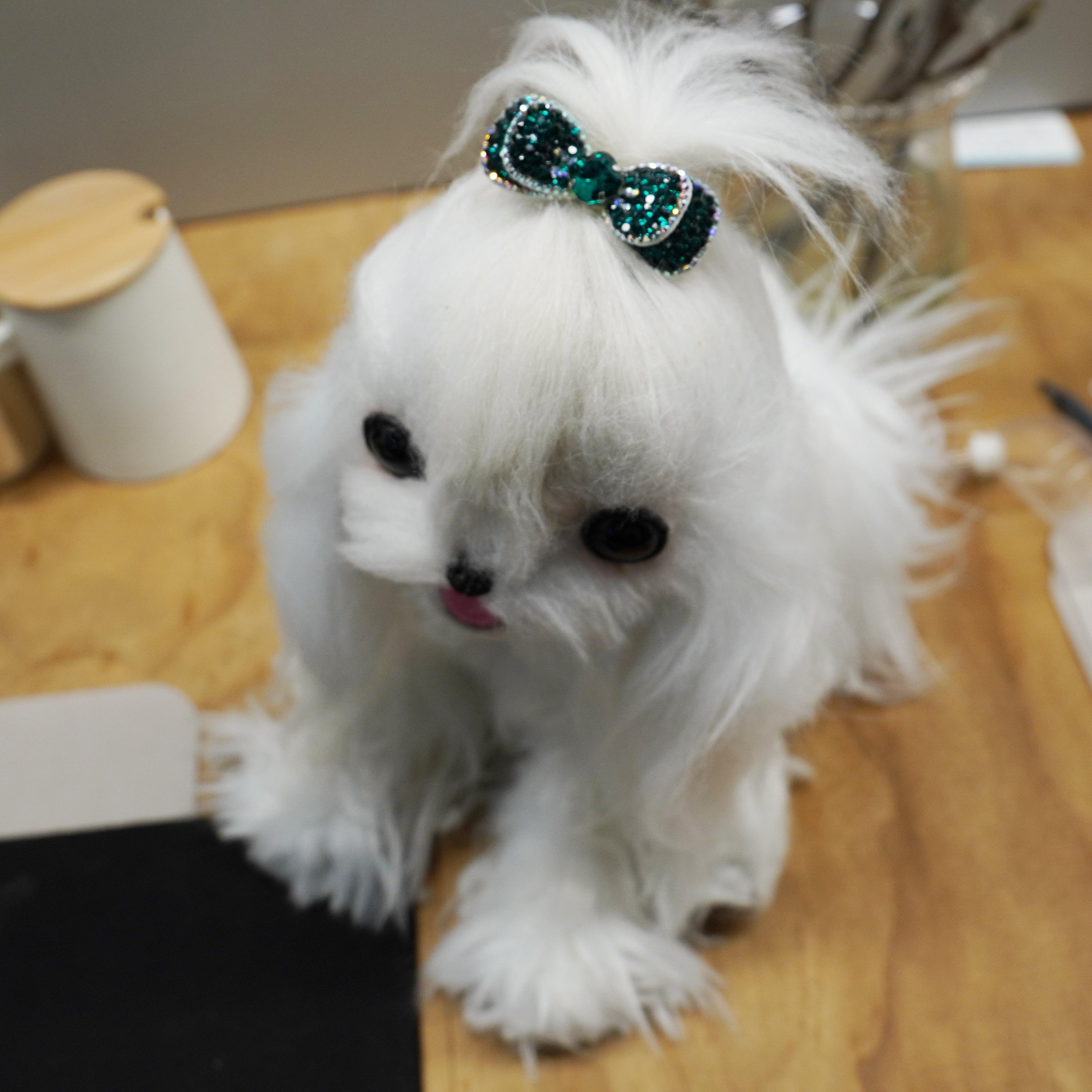 Lunapaw Double-Layer Structured Round Bow Luxury Crystal Top Clip TP21