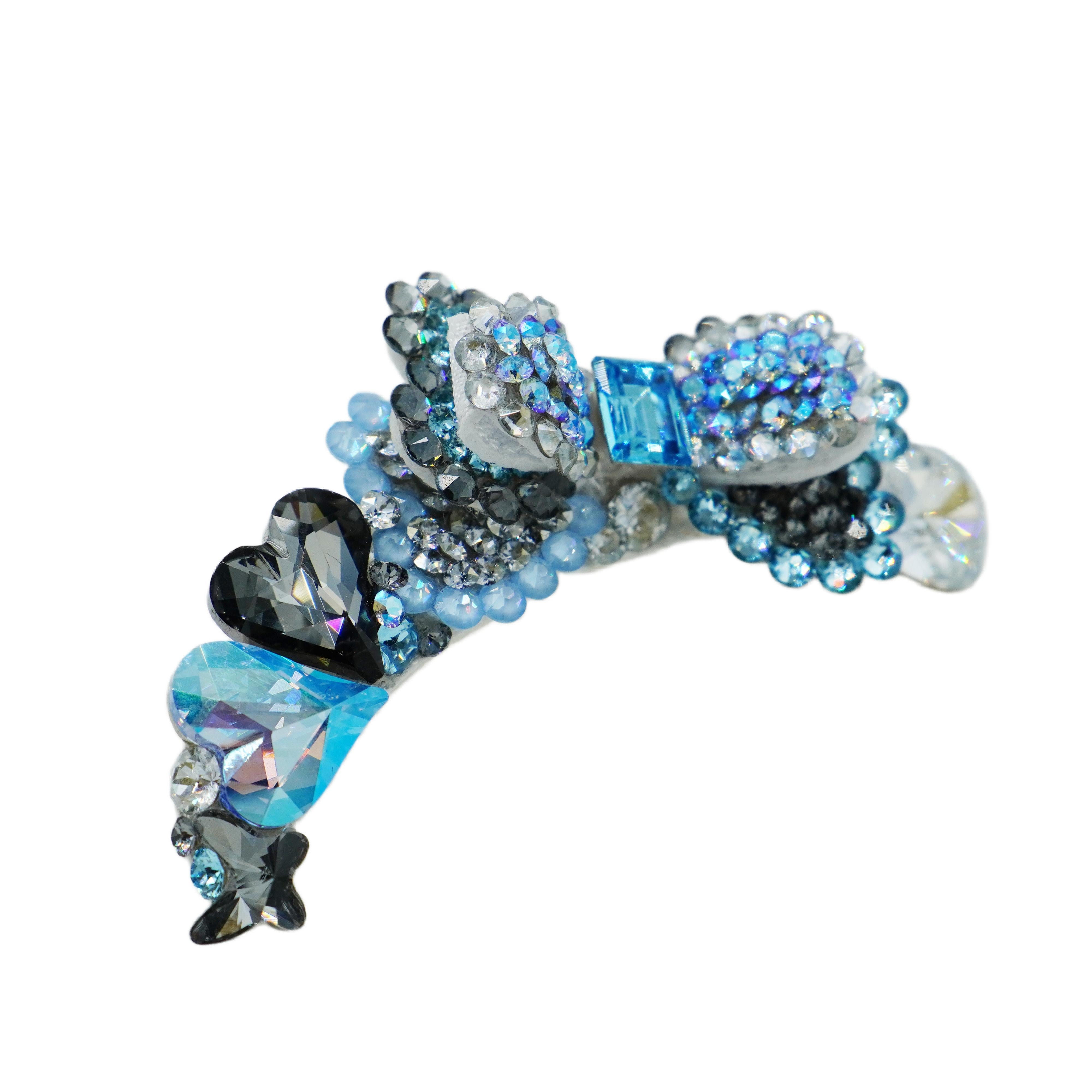 Lunapaw Structured Double-Layer Ribbon Luxury Crystal Headband HB45