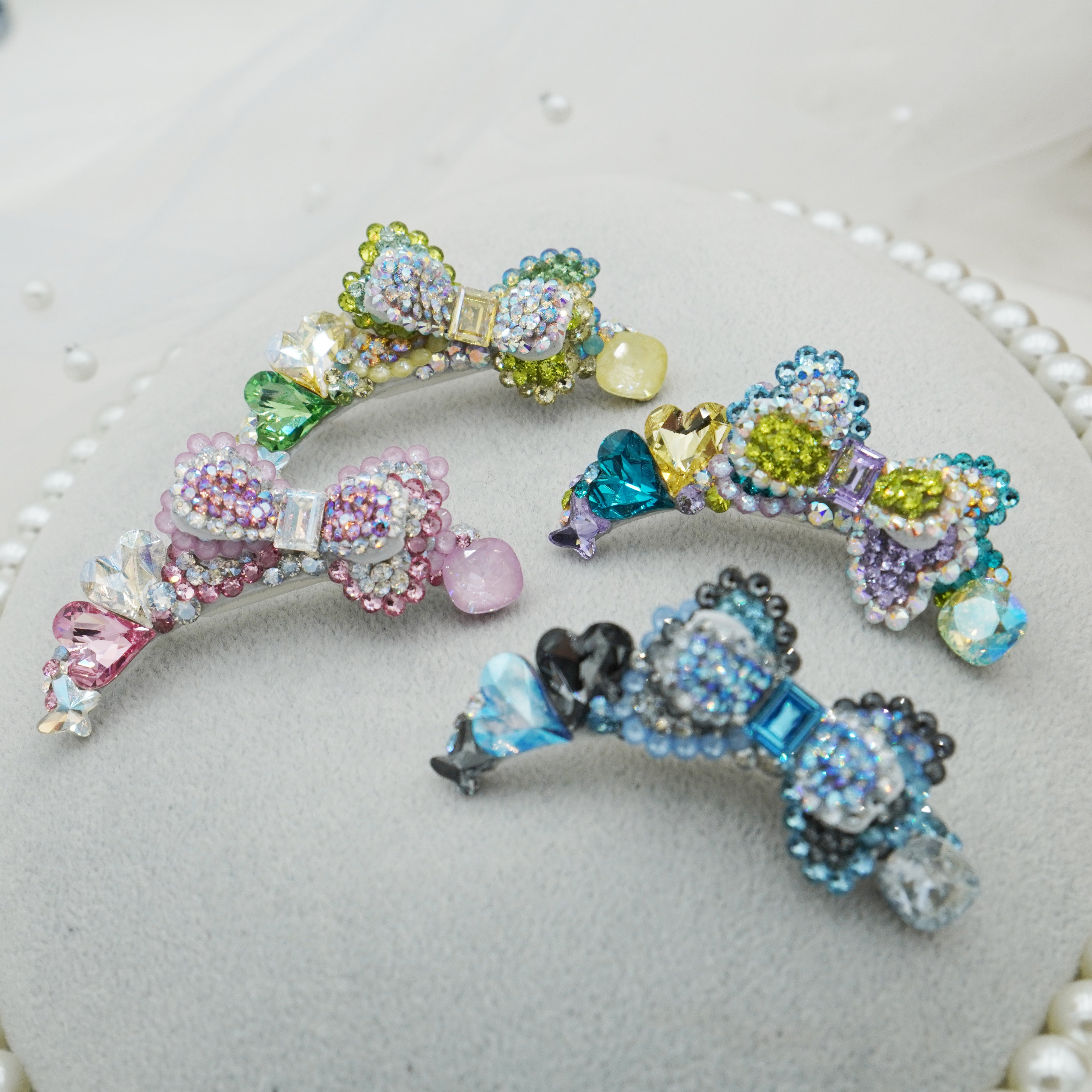 Lunapaw Structured Double-Layer Ribbon Luxury Crystal Headband HB45