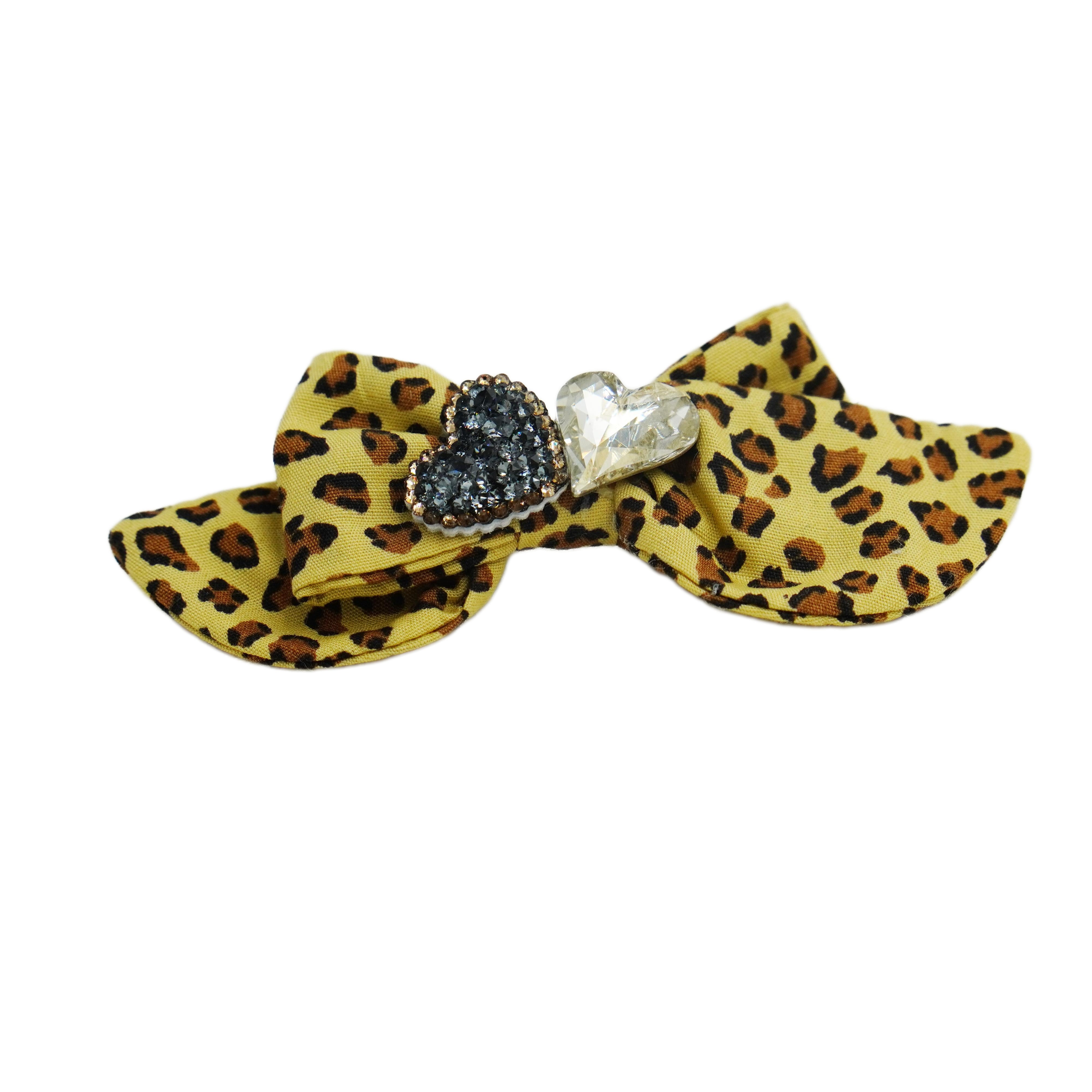 Lunapaw Polka Dot Leopard & Heart Luxury Crystal Fabric Top Clip TP2011