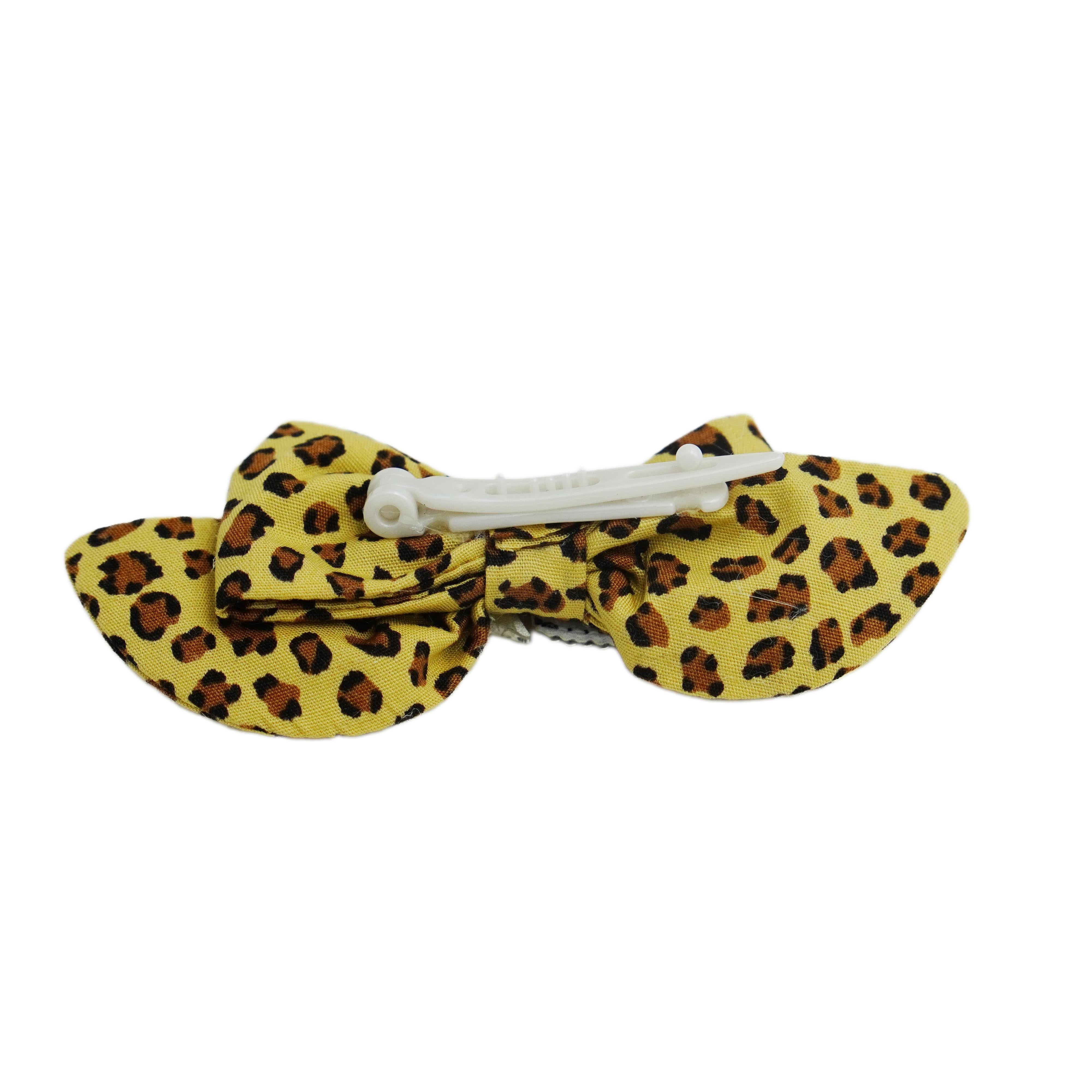 Lunapaw Polka Dot Leopard & Heart Luxury Crystal Fabric Top Clip TP2011