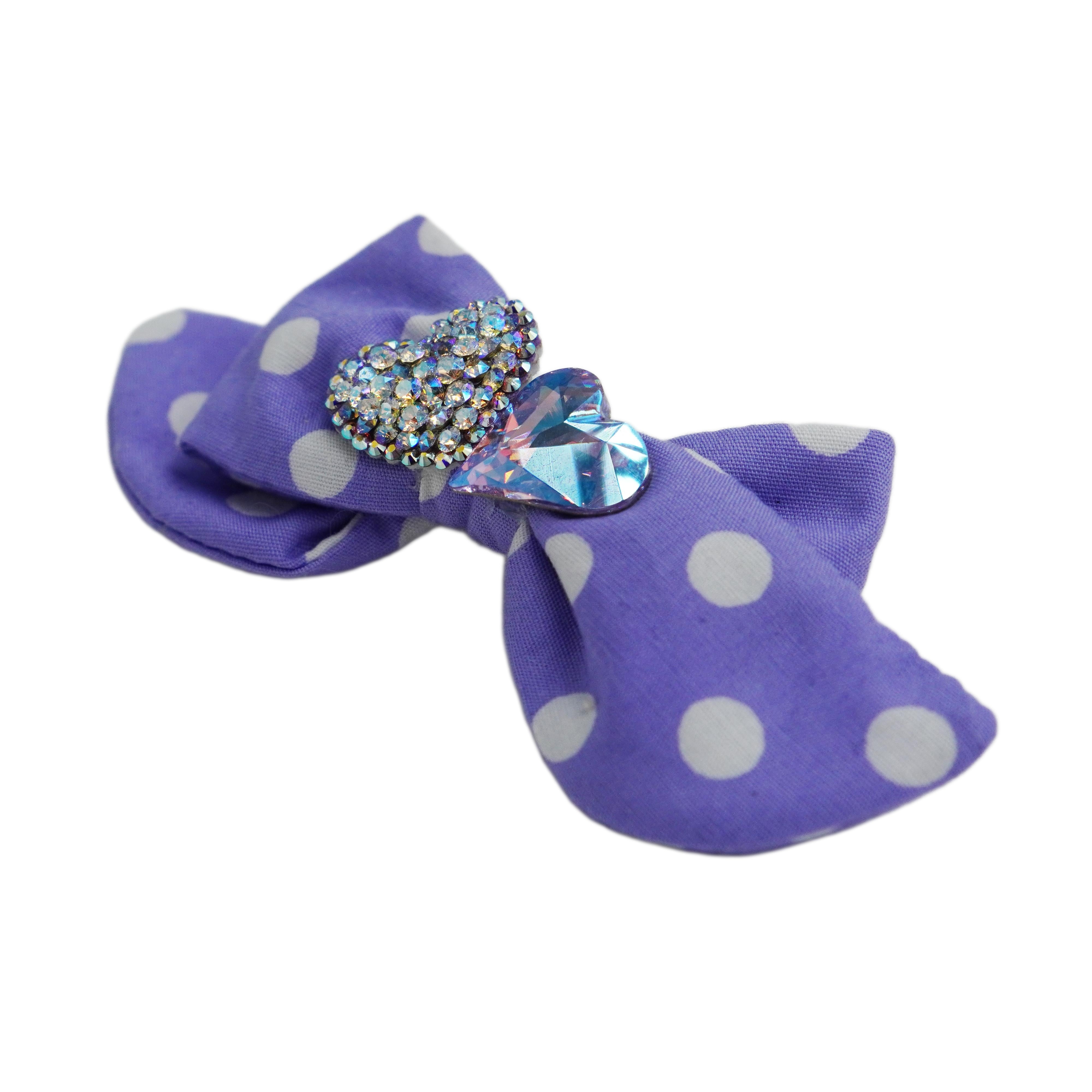 Lunapaw Polka Dot Leopard & Heart Luxury Crystal Fabric Top Clip TP2011