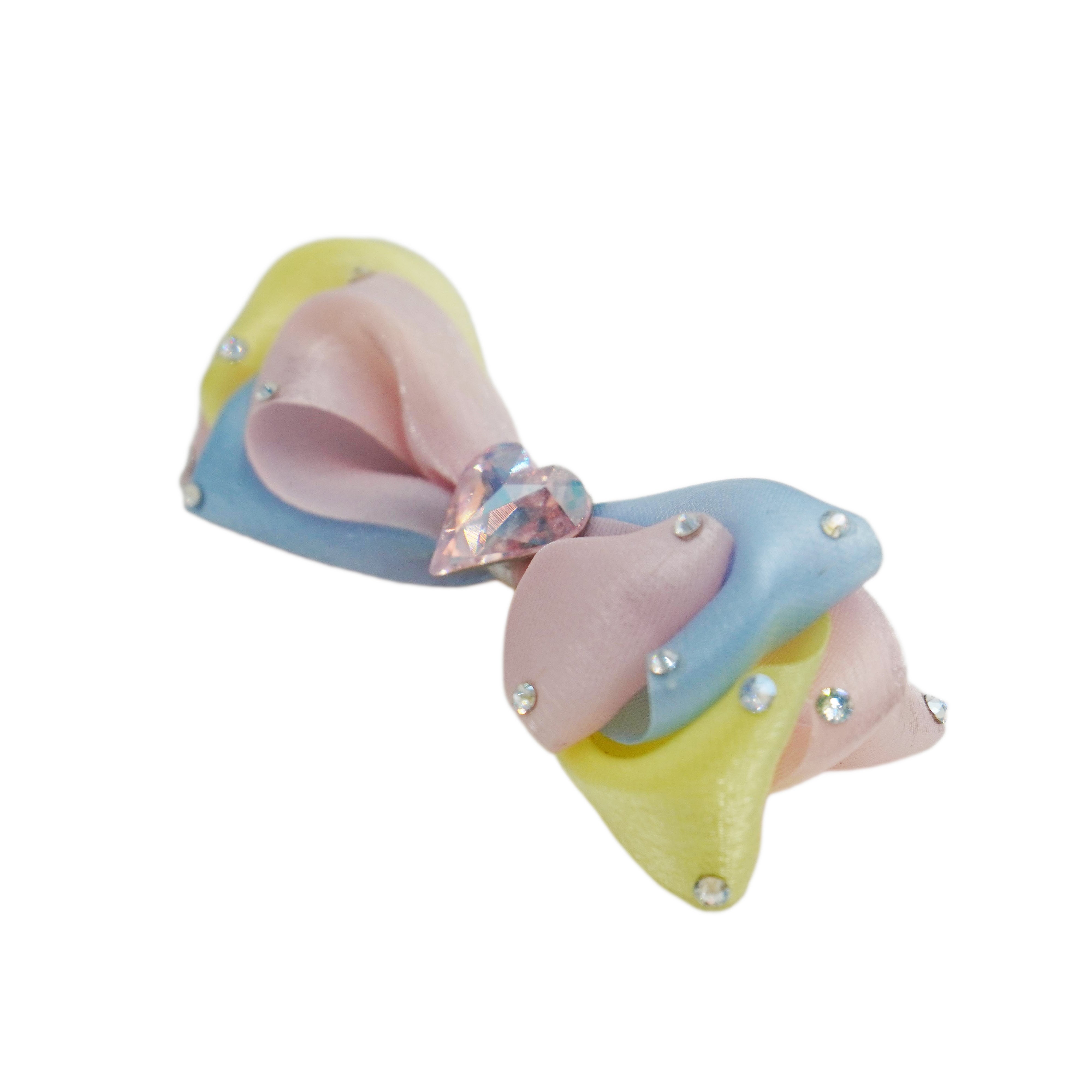 Lunapaw Sweet Candy-Tone Ribbon Bow Fabric Top Clip TP2019