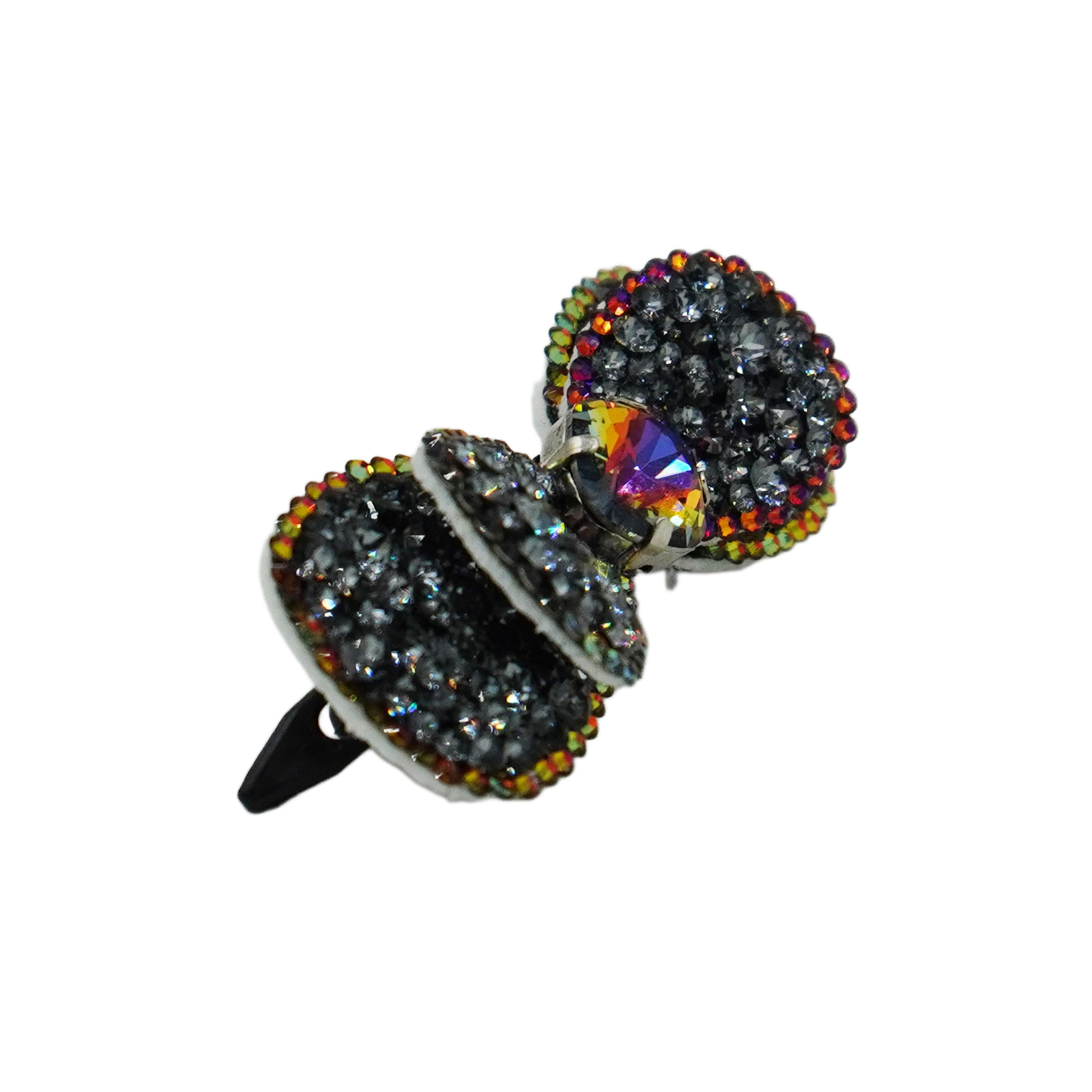 Lunapaw Double-Layer Structured Round Bow Luxury Crystal Top Clip TP21