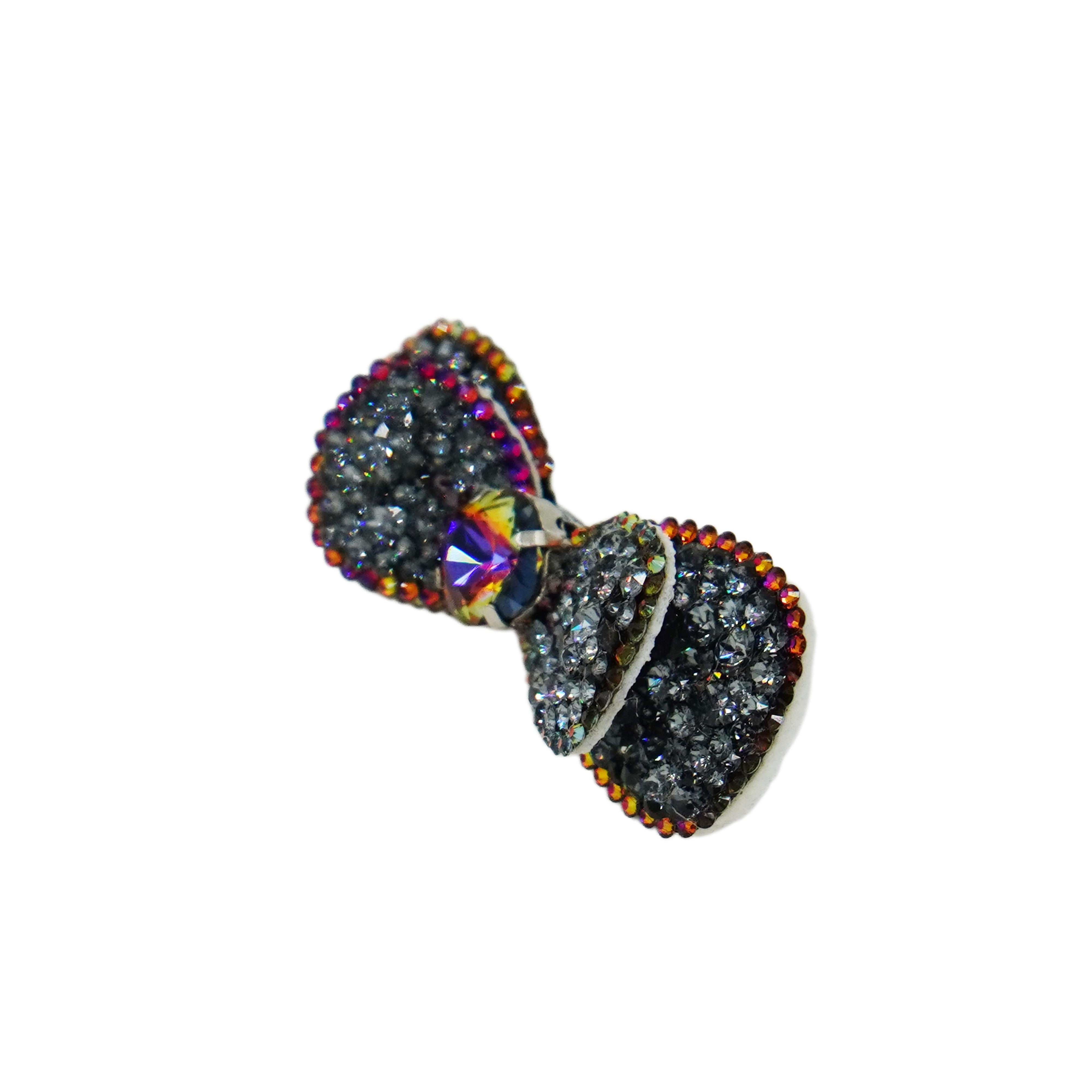 Lunapaw Double-Layer Structured Round Bow Luxury Crystal Top Clip TP21