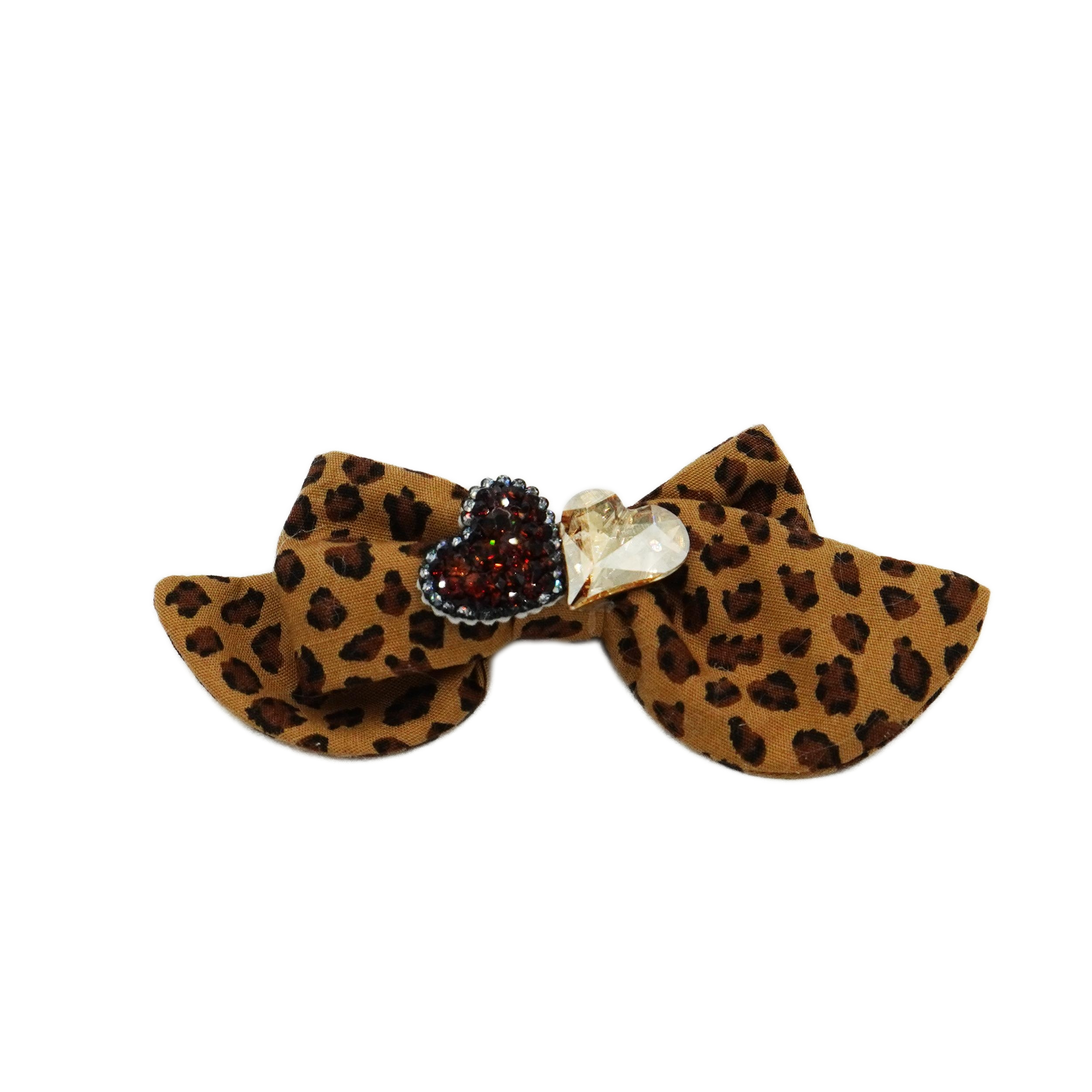 Lunapaw Polka Dot Leopard & Heart Luxury Crystal Fabric Top Clip TP2011