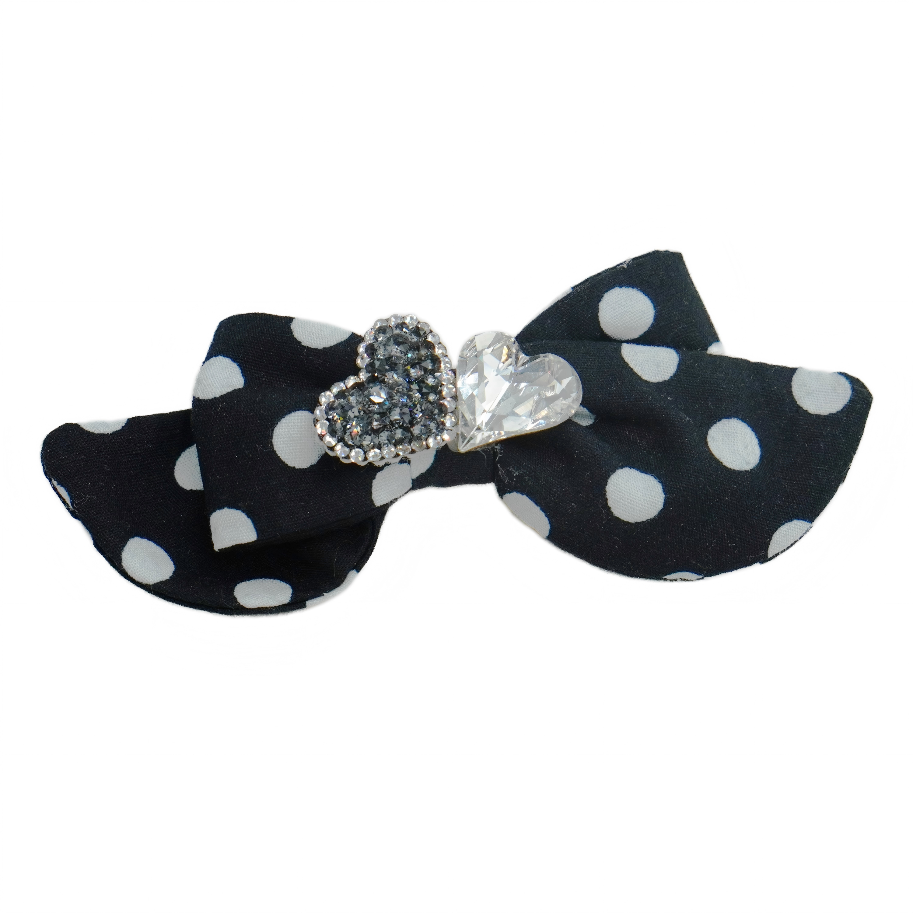 Lunapaw Polka Dot Leopard & Heart Luxury Crystal Fabric Top Clip TP2011