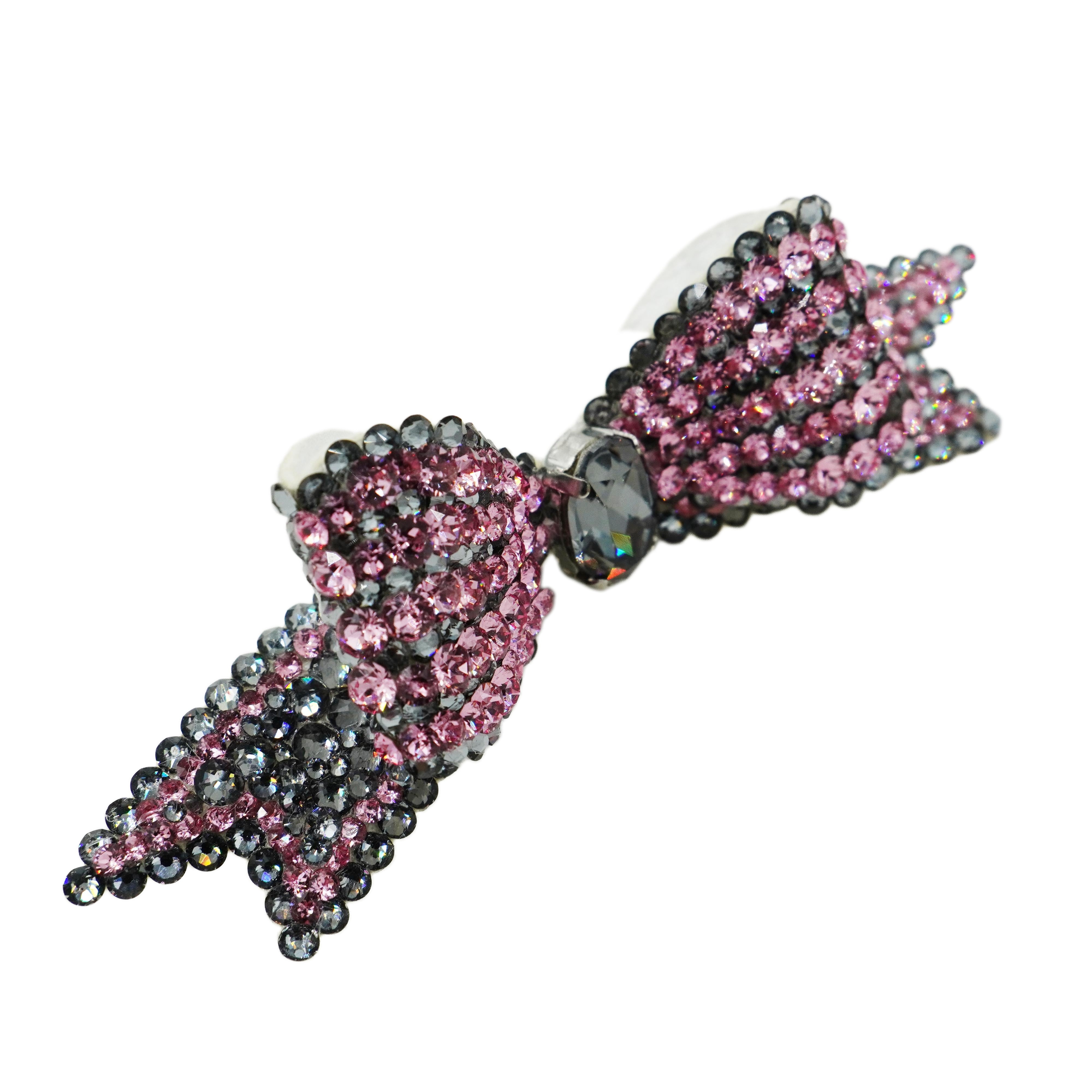 Lunapaw 3D Structured Double-Layer Ribbon Bow Luxe Crystal Top Clip TP11