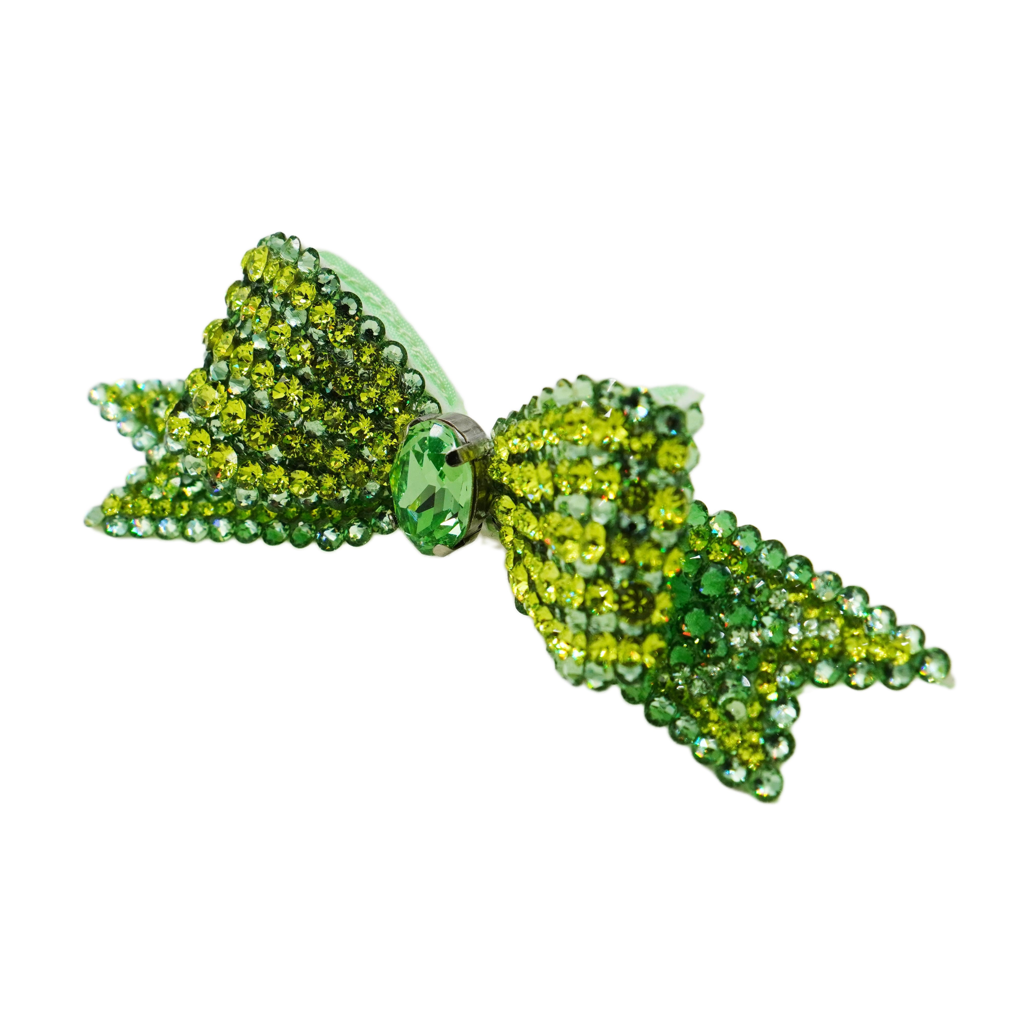 Lunapaw 3D Structured Double-Layer Ribbon Bow Luxe Crystal Top Clip TP11