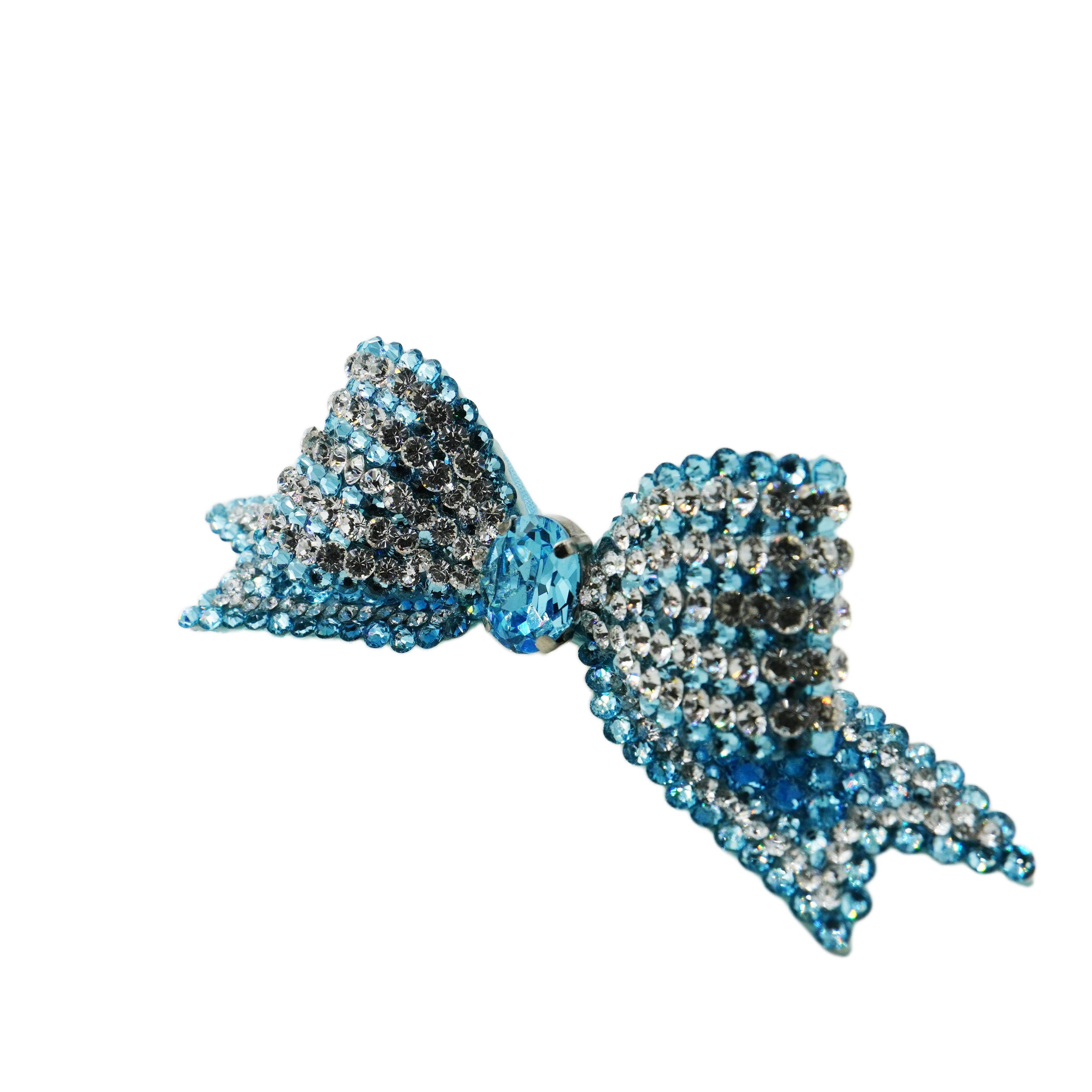 Lunapaw 3D Structured Double-Layer Ribbon Bow Luxe Crystal Top Clip TP11