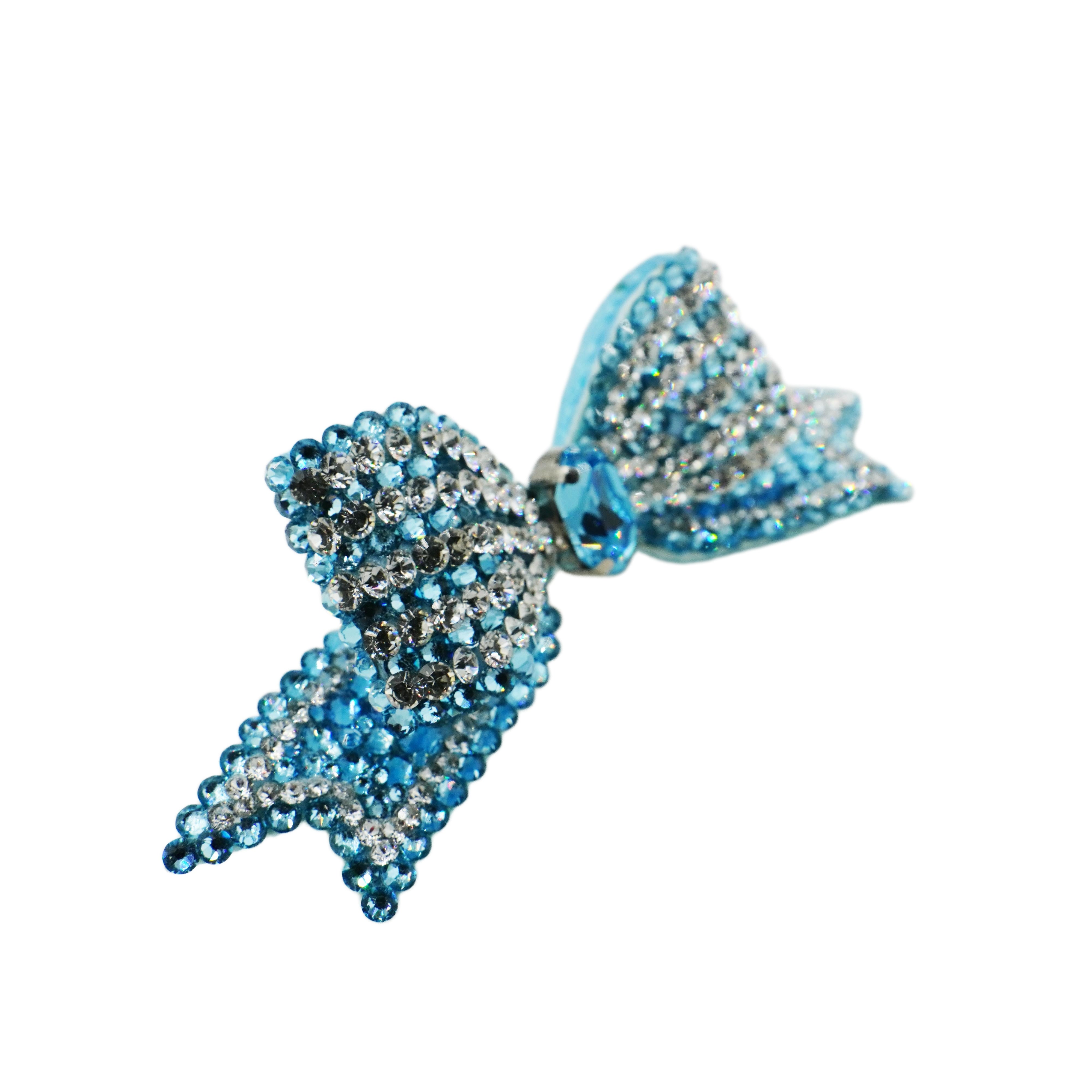 Lunapaw 3D Structured Double-Layer Ribbon Bow Luxe Crystal Top Clip TP11