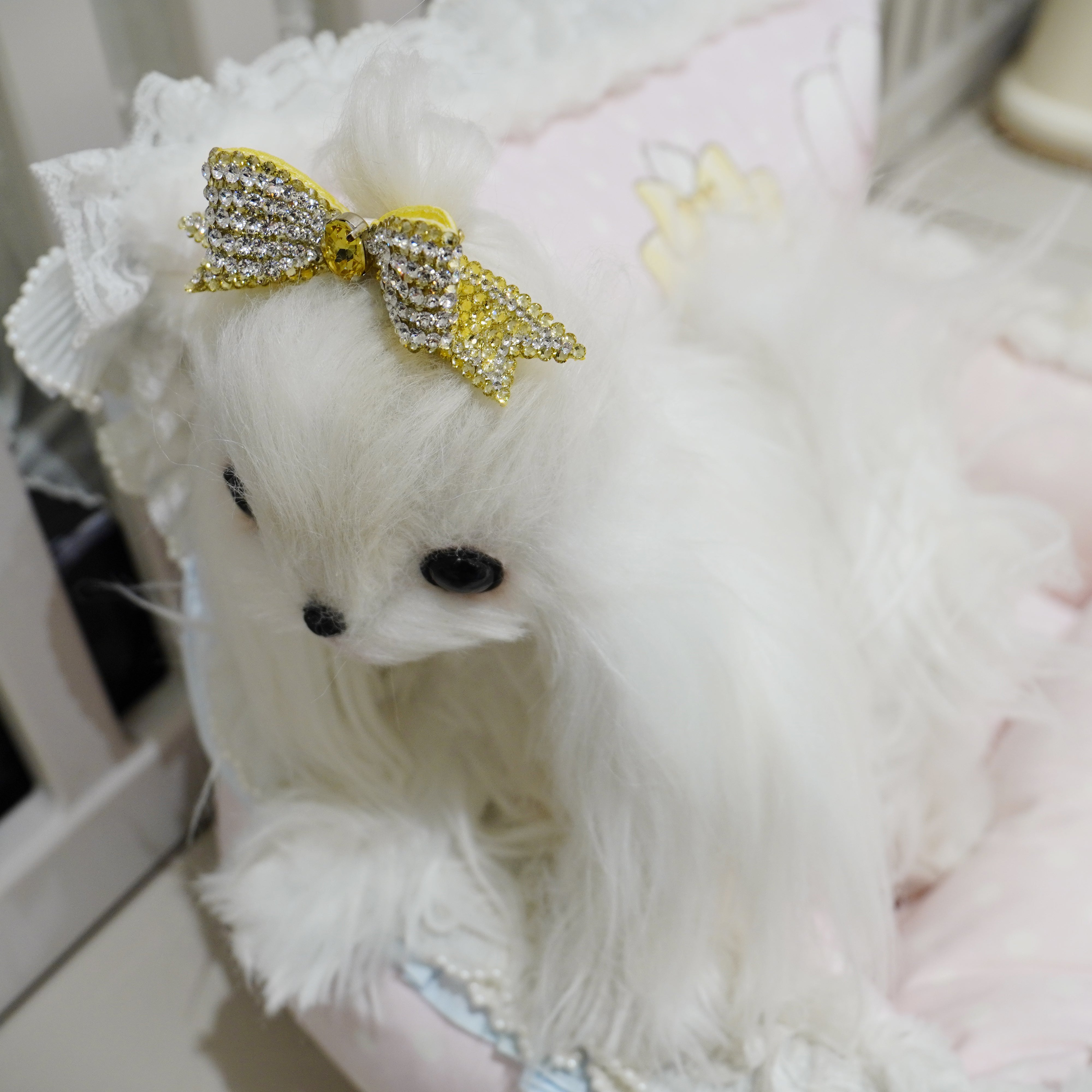 Lunapaw 3D Structured Double-Layer Ribbon Bow Luxe Crystal Top Clip TP11