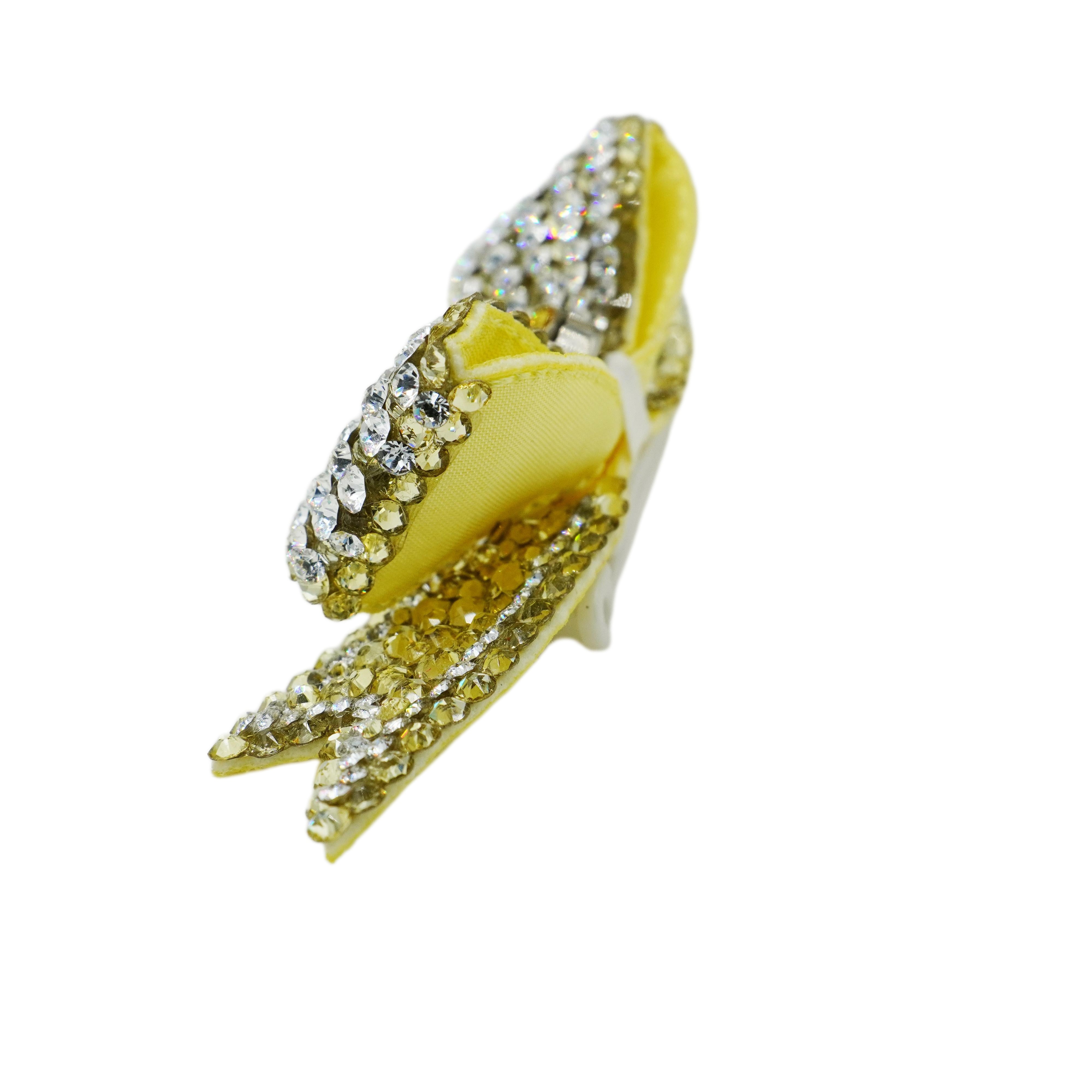 Lunapaw 3D Structured Double-Layer Ribbon Bow Luxe Crystal Top Clip TP11