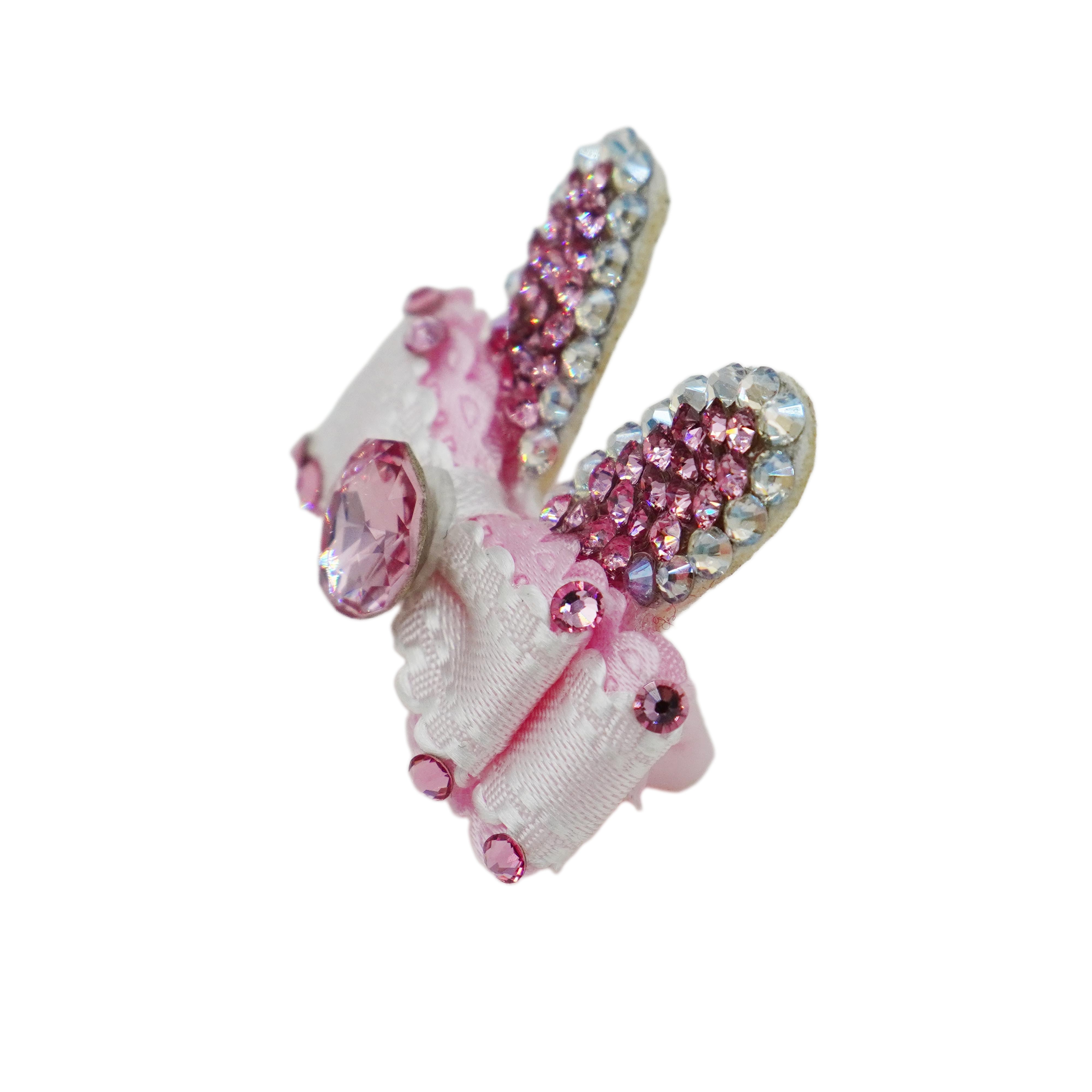 Lunapaw Bunny Ears Luxury Crystal & Fabric Bow Top Clip TP2021