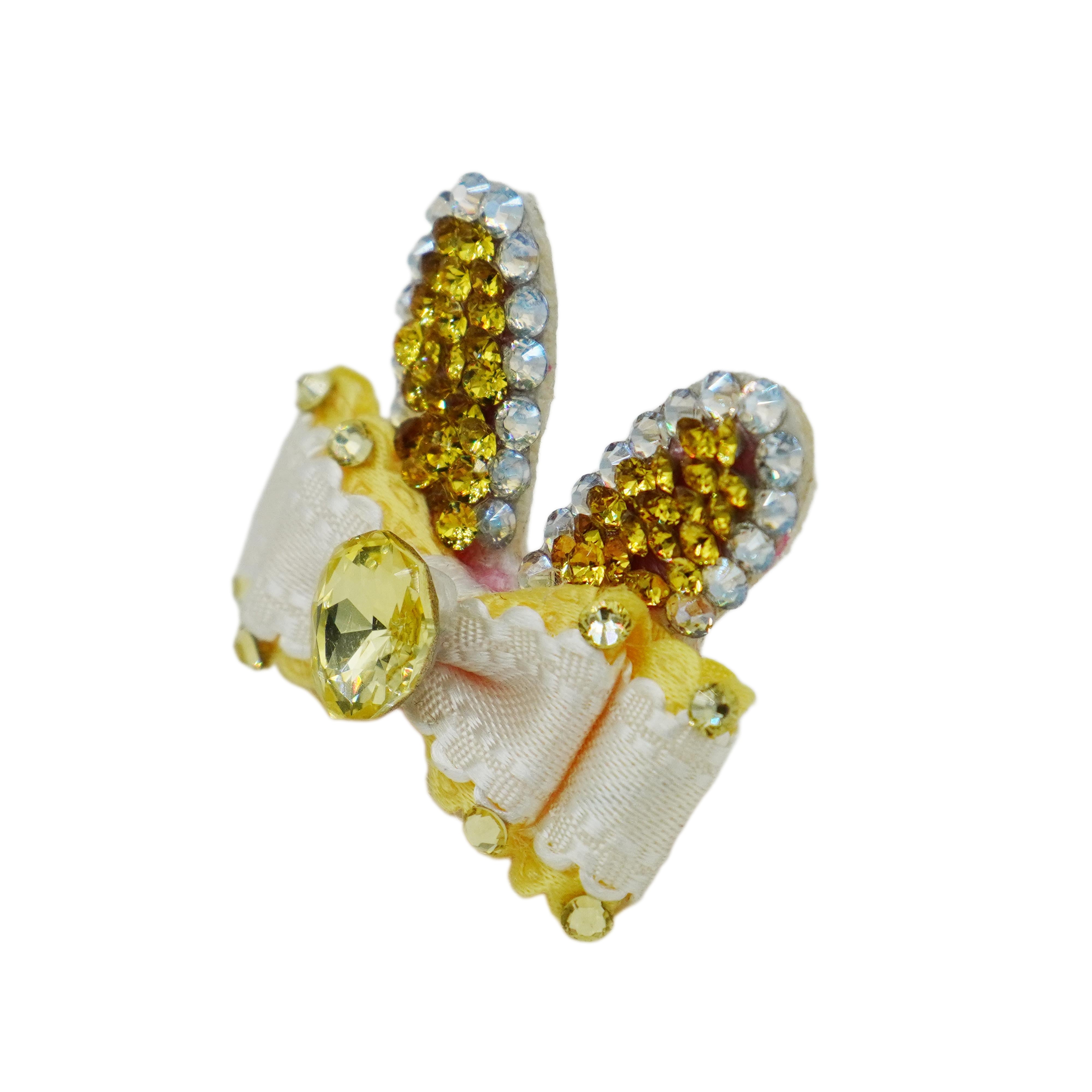 Lunapaw Bunny Ears Luxury Crystal & Fabric Bow Top Clip TP2021