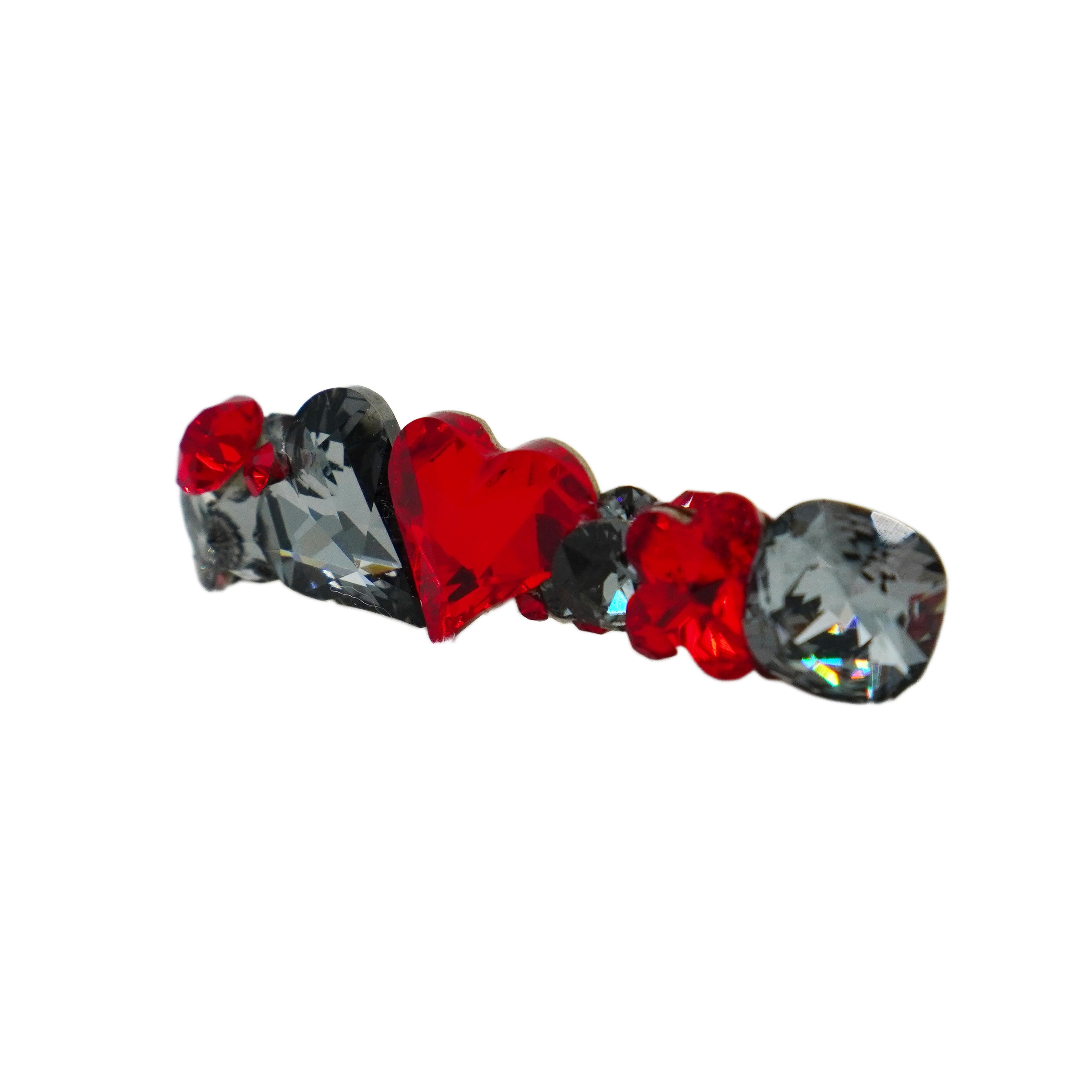 Lunapaw Double Heart Bar Luxury Crystal Top Clip TP36