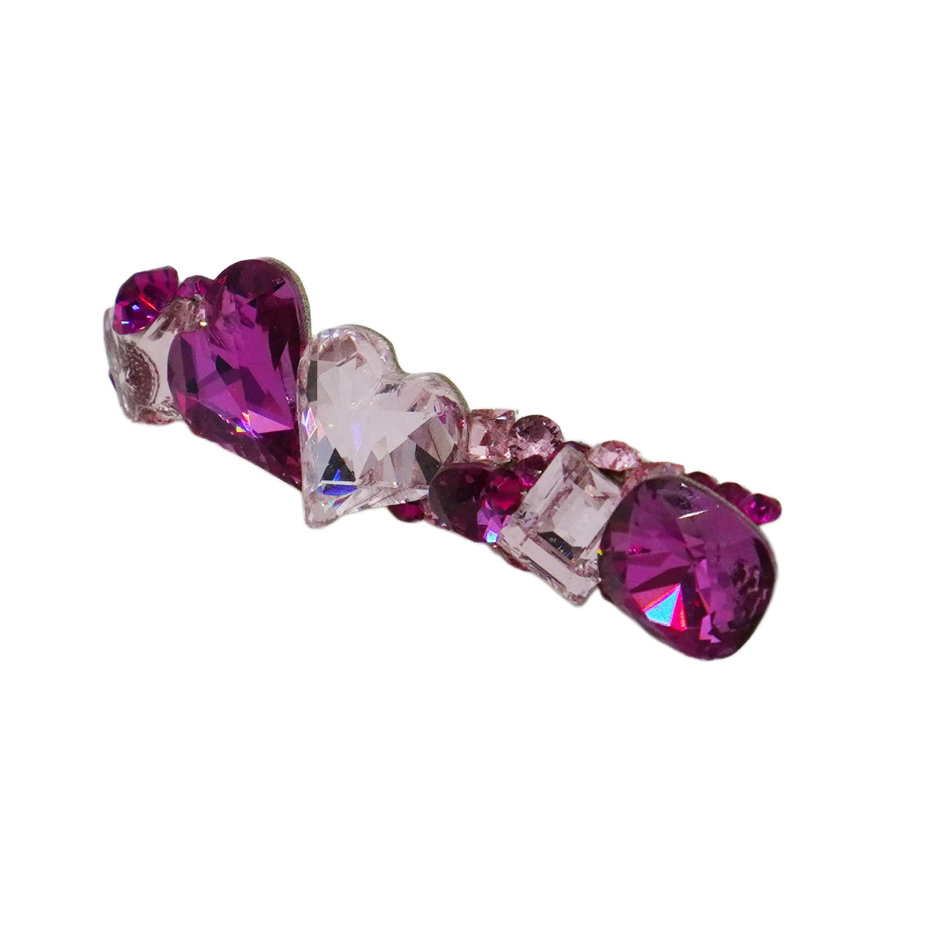 Lunapaw Double Heart Bar Luxury Crystal Top Clip TP36