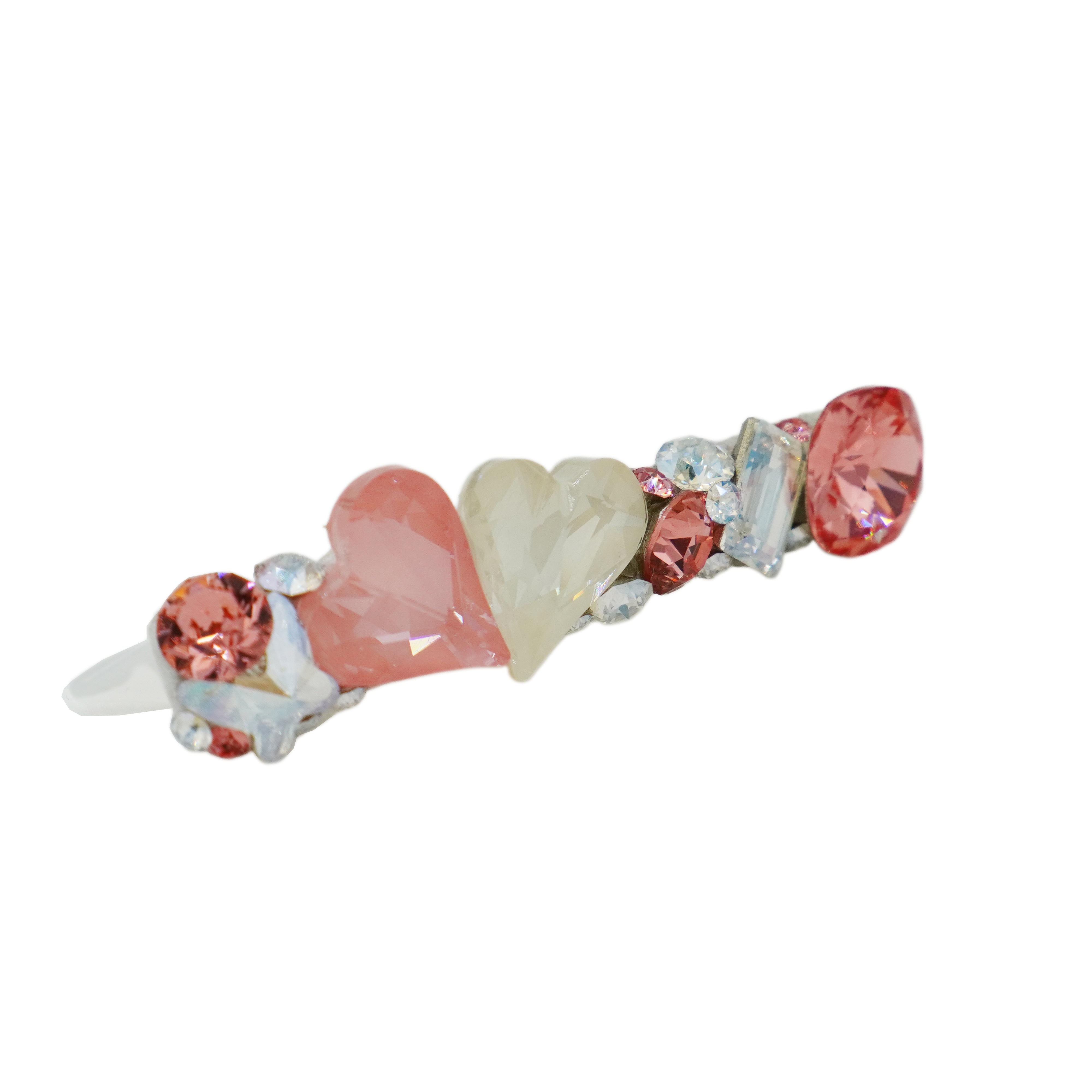 Lunapaw Double Heart Bar Luxury Crystal Top Clip TP36