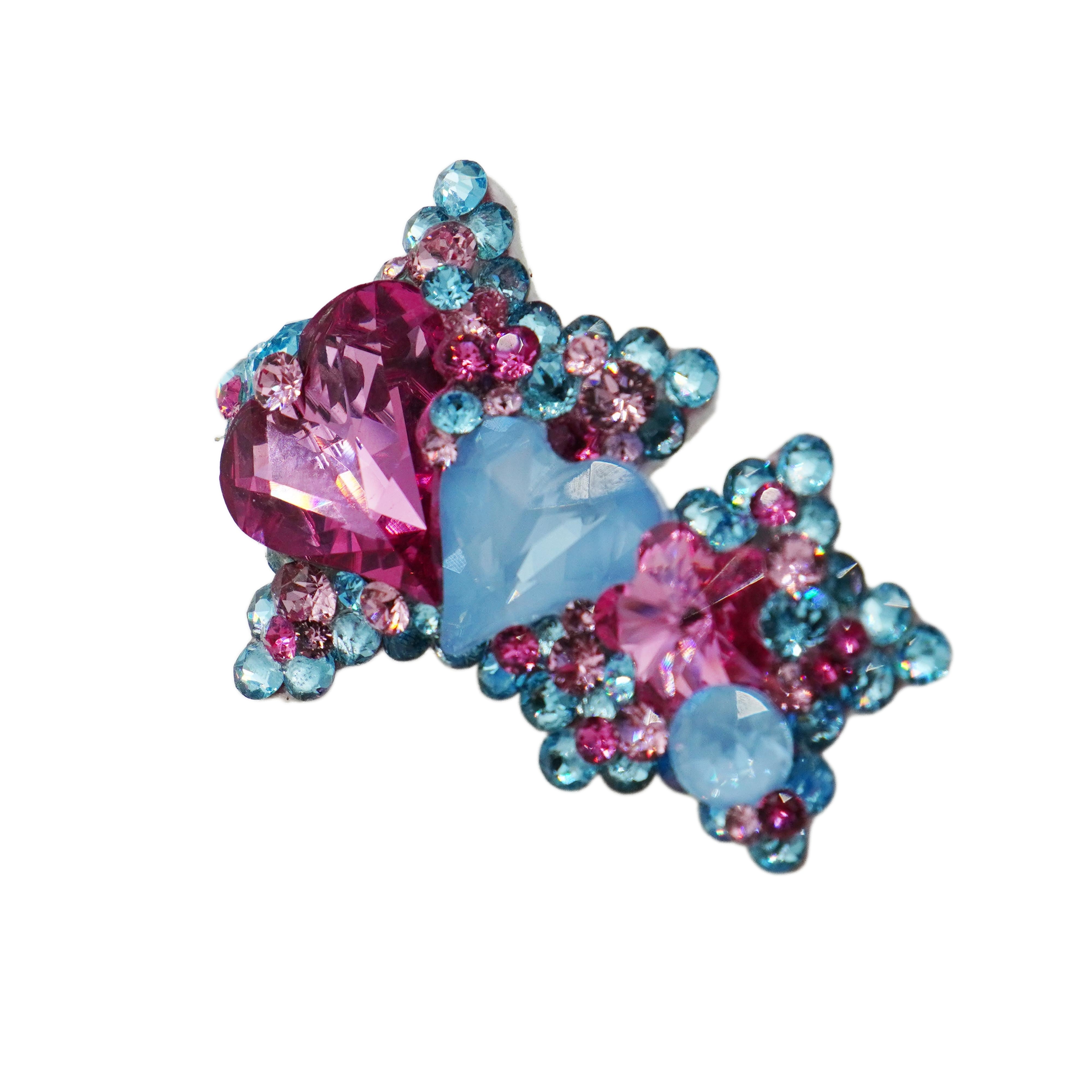 Lunapaw Double Star & Double Heart Luxury Crystal Top Clip TP20