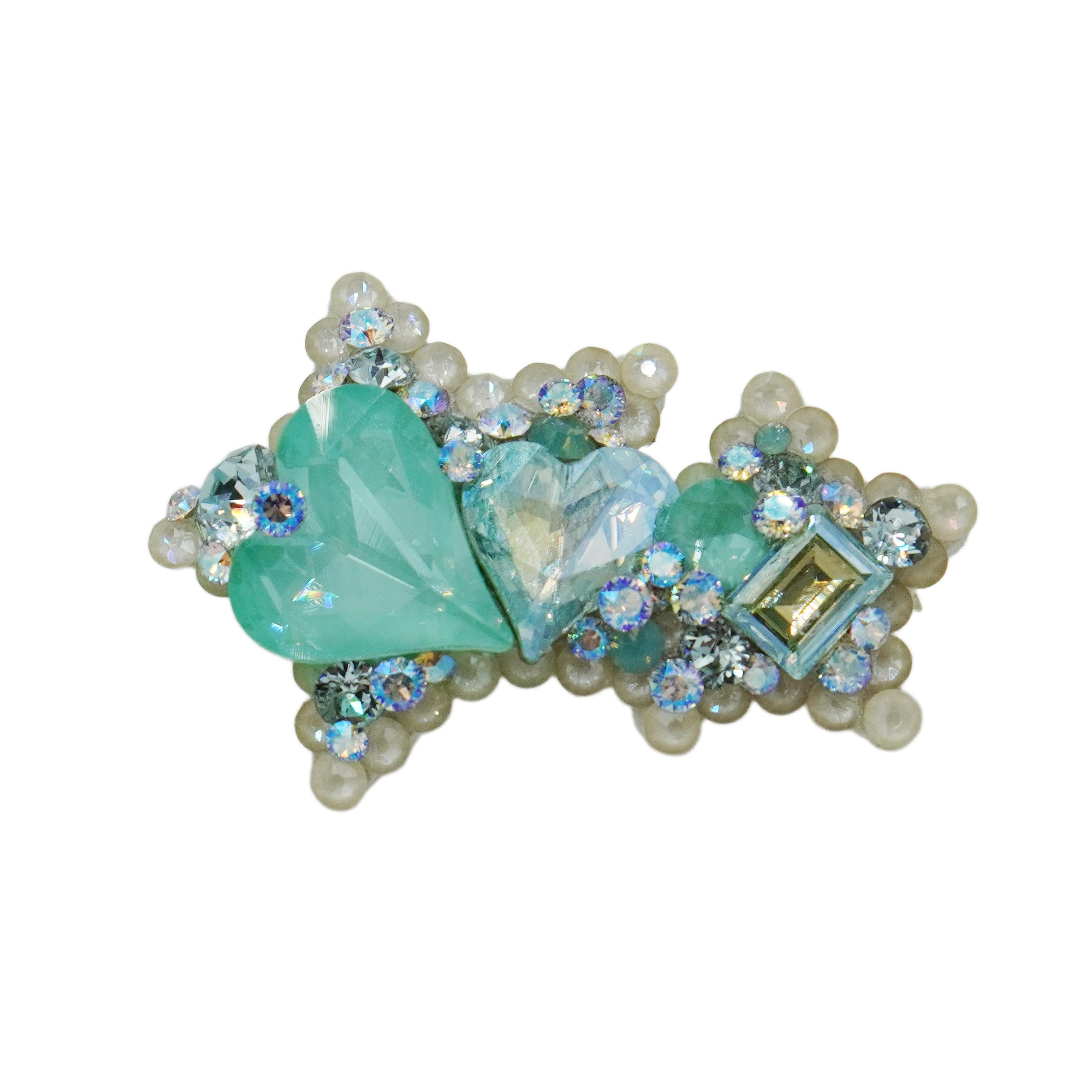 Lunapaw Double Star & Double Heart Luxury Crystal Top Clip TP20