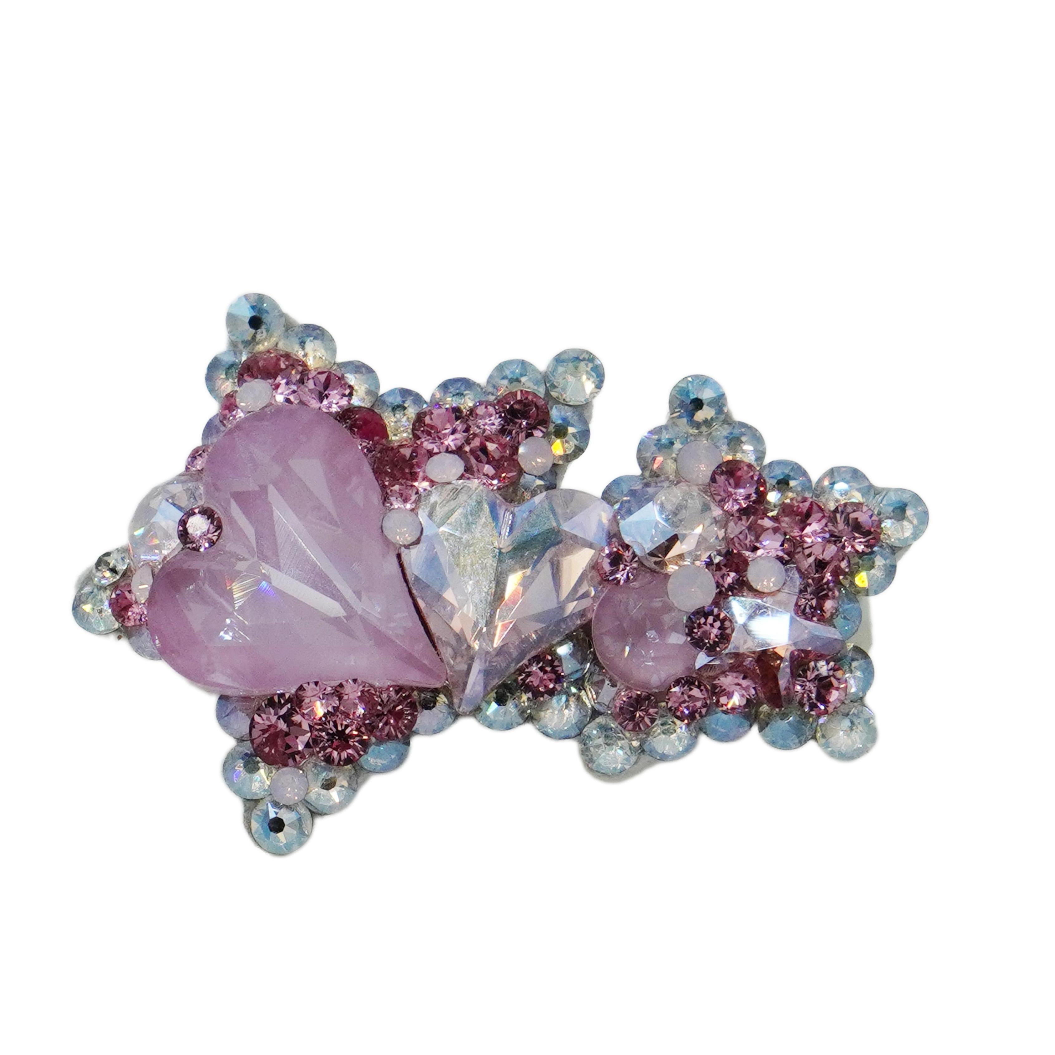 Lunapaw Double Star & Double Heart Luxury Crystal Top Clip TP20