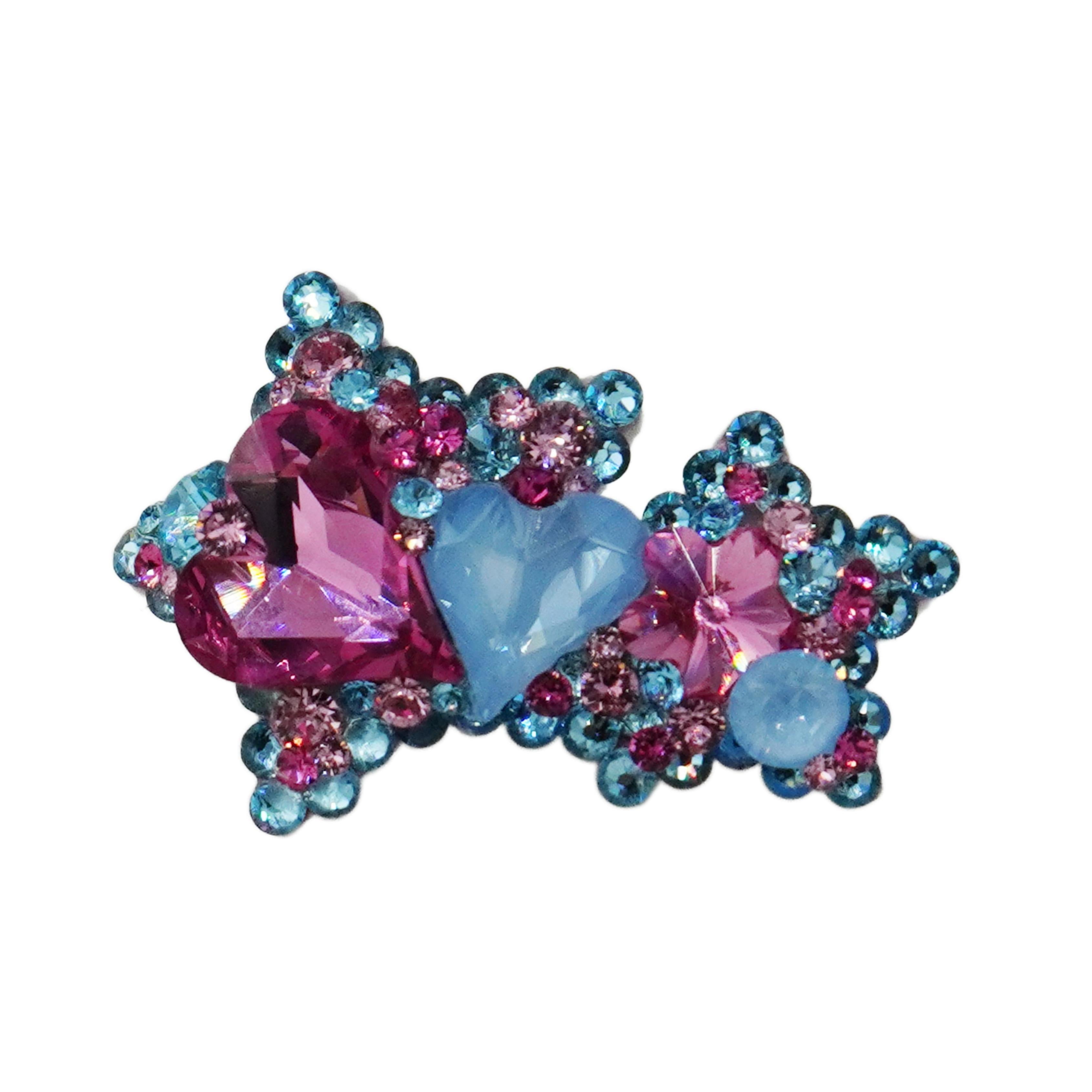 Lunapaw Double Star & Double Heart Luxury Crystal Top Clip TP20