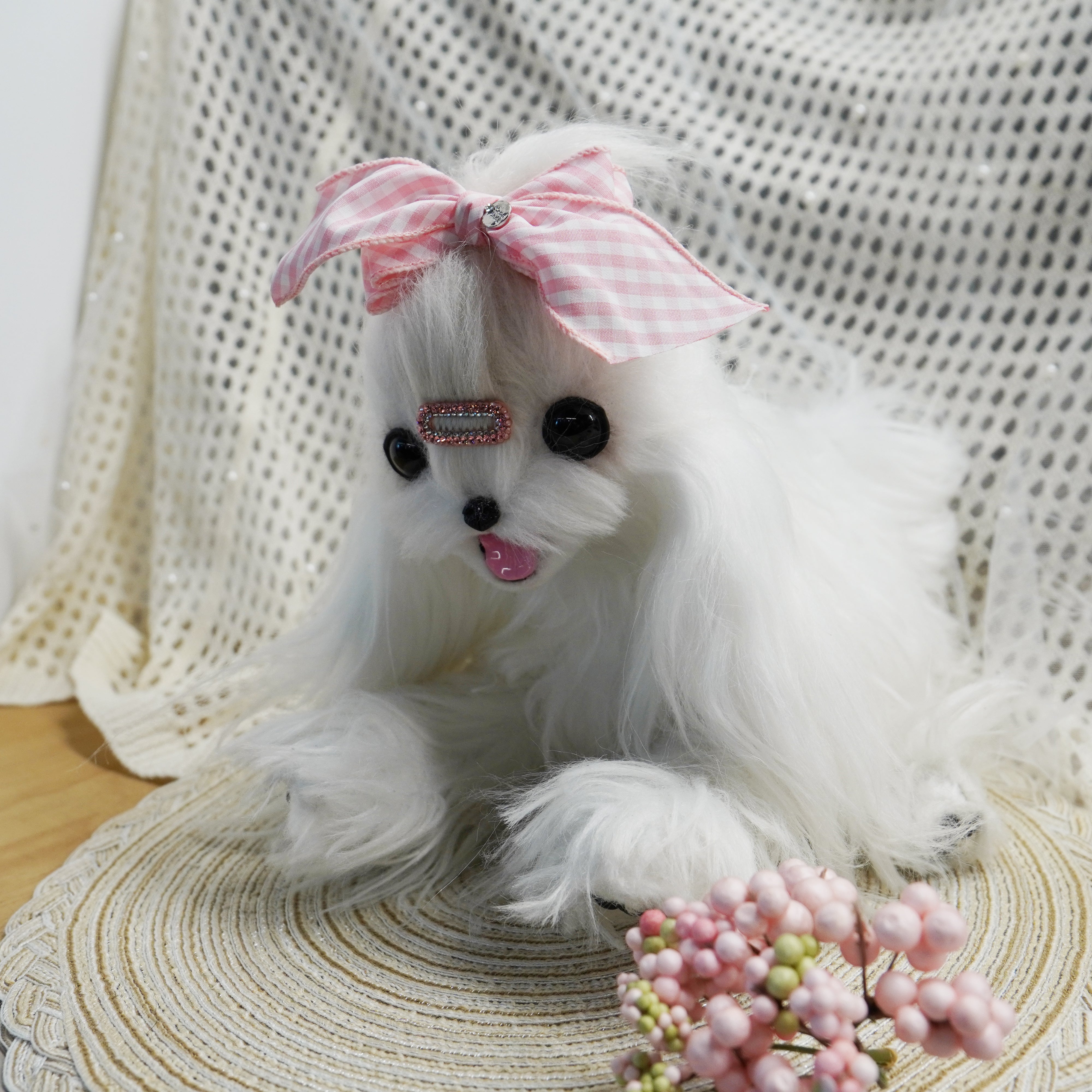 Lunapaw Fresh Candy Gingham – Airy Flutter Bow Fabric Top Clip TP2017