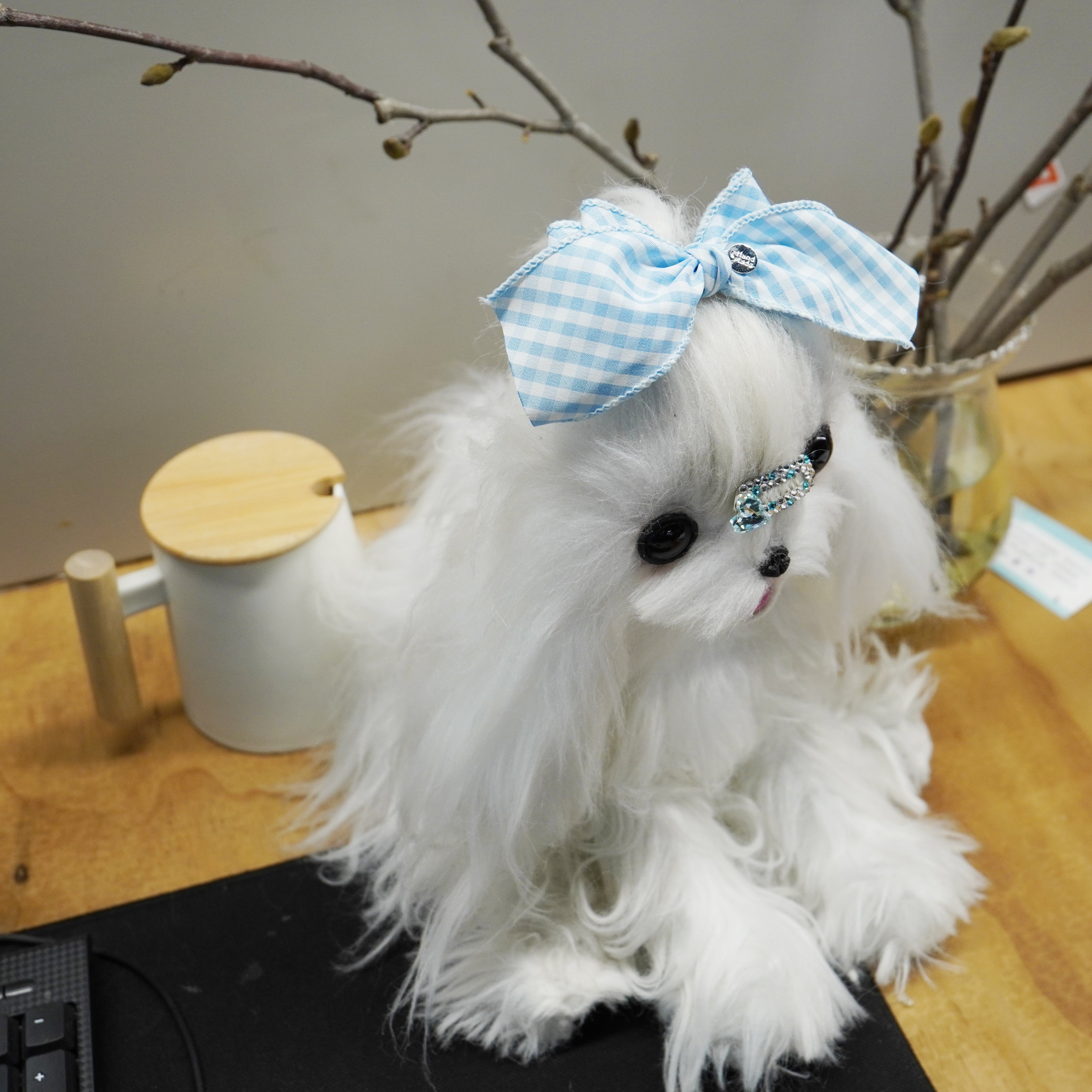 Lunapaw Fresh Candy Gingham – Airy Flutter Bow Fabric Top Clip TP2017