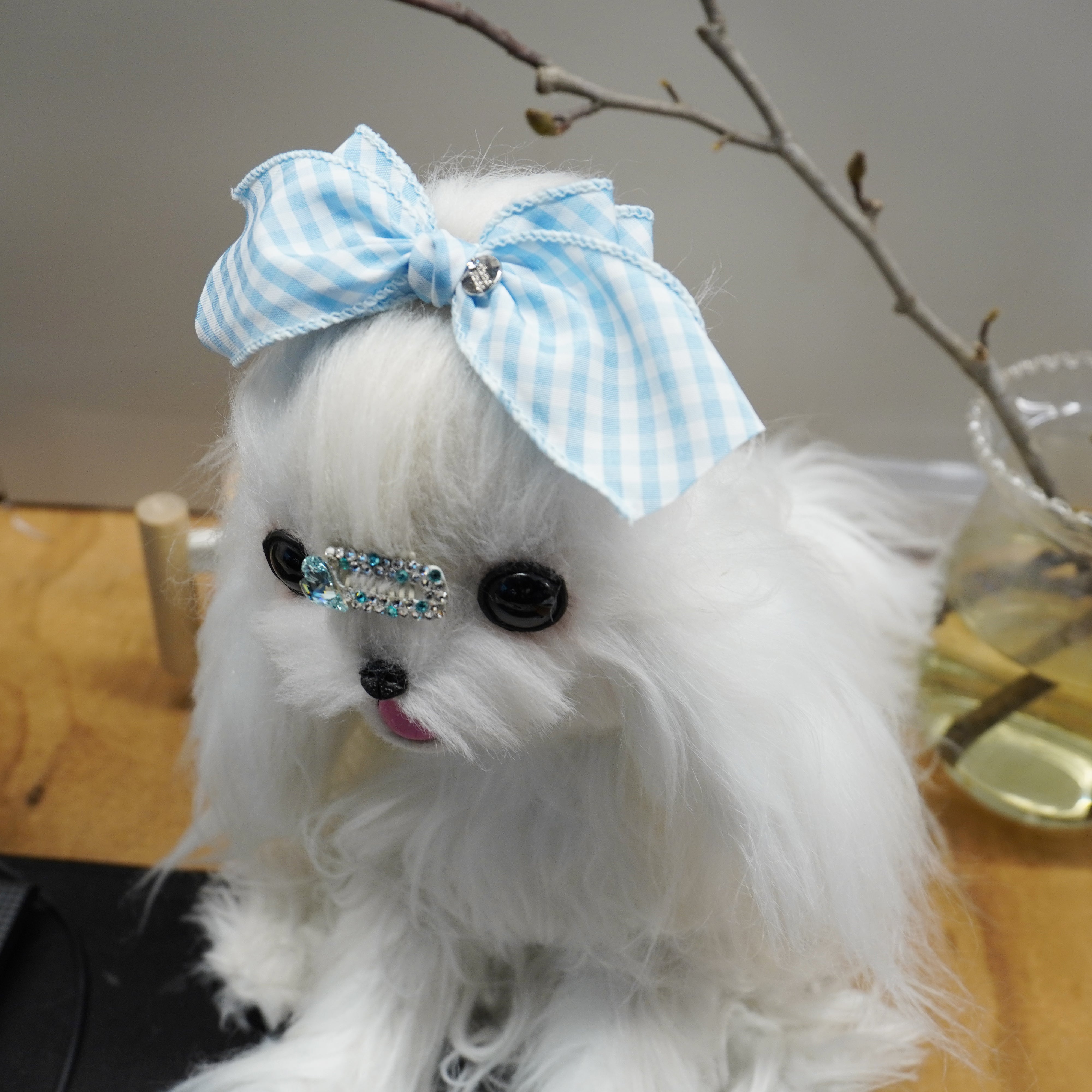 Lunapaw Fresh Candy Gingham – Airy Flutter Bow Fabric Top Clip TP2017