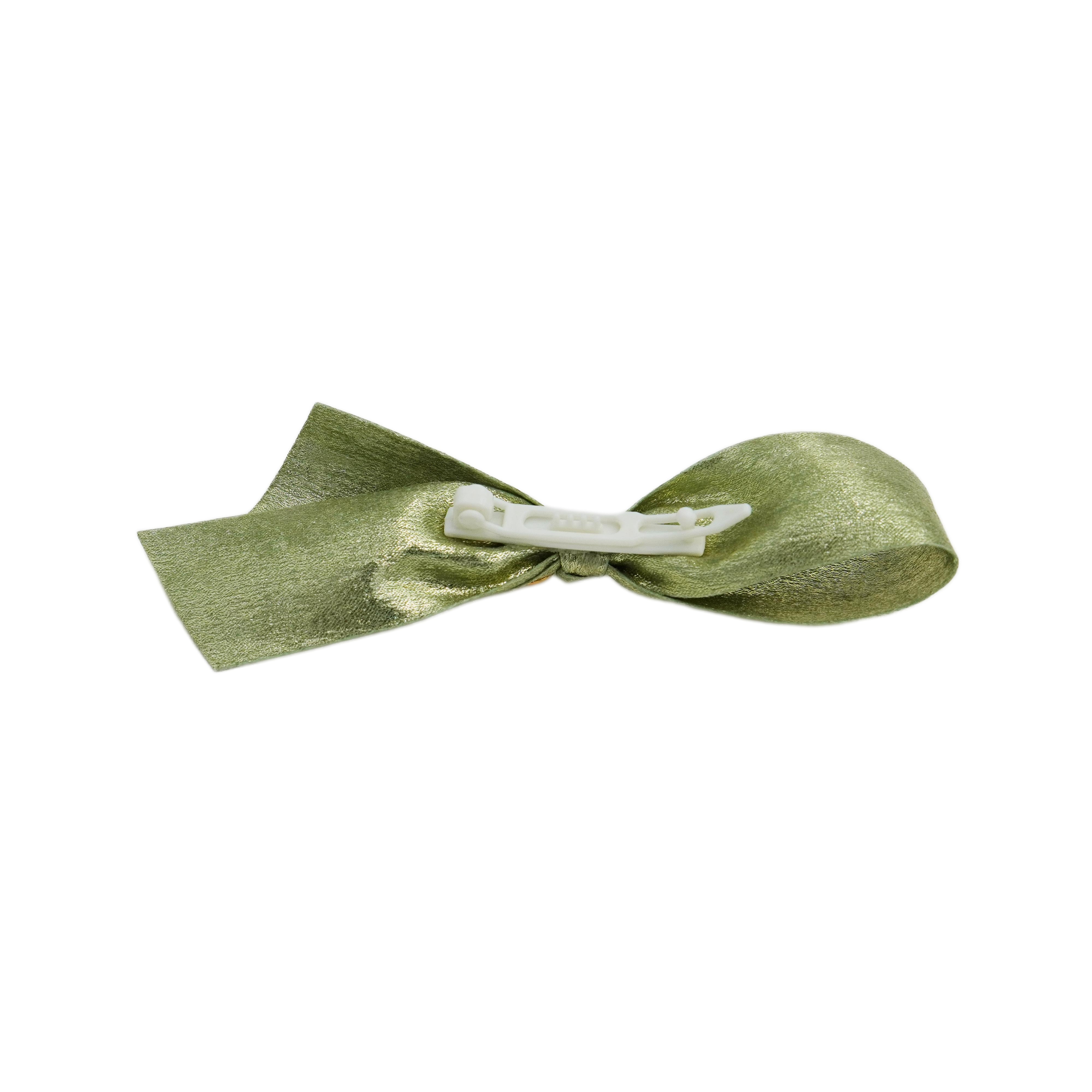 Lunapaw Gold & Silver Foil-Coated Ribbon Streamer Bow Fabric Top Clip TP2020