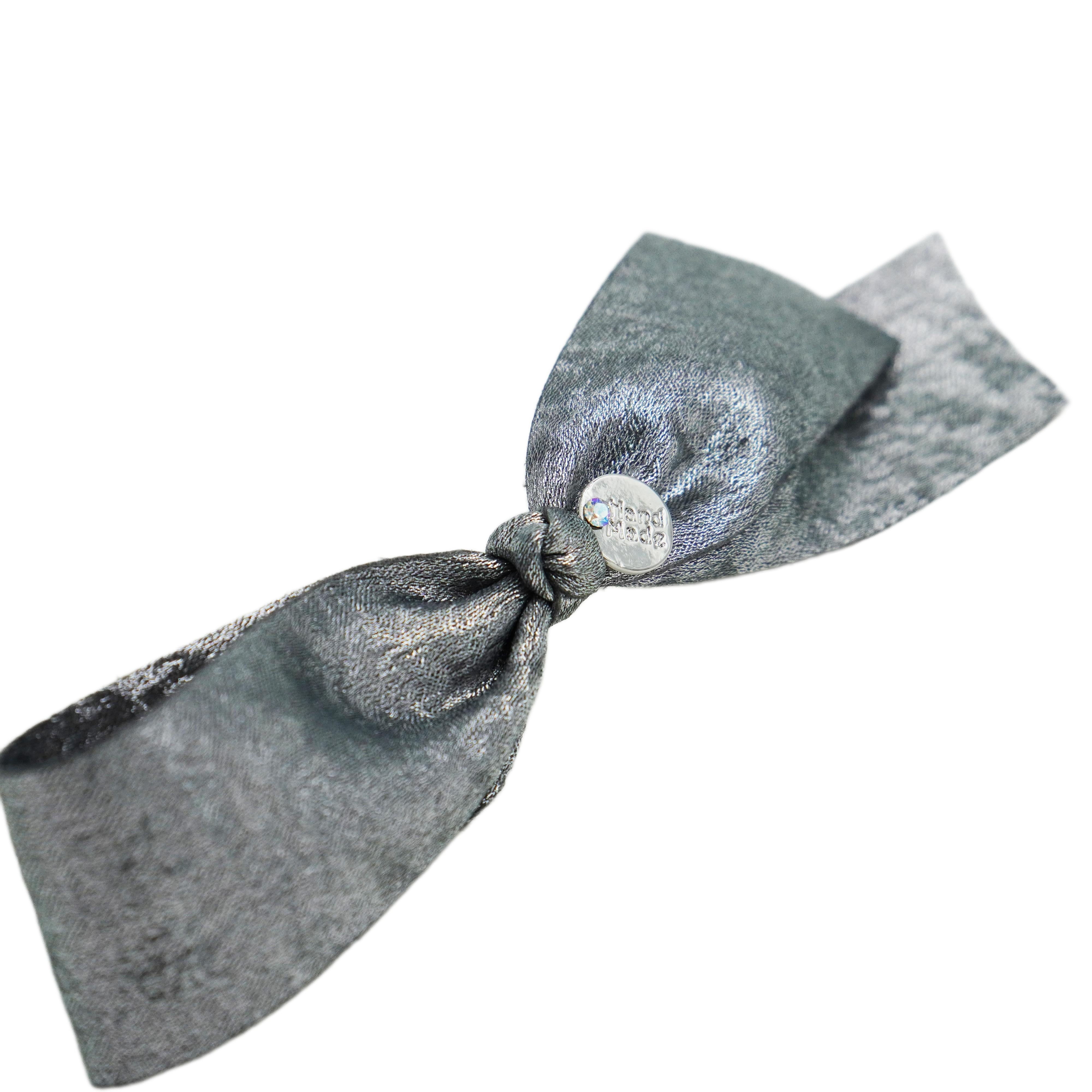 Lunapaw Gold & Silver Foil-Coated Ribbon Streamer Bow Fabric Top Clip TP2020