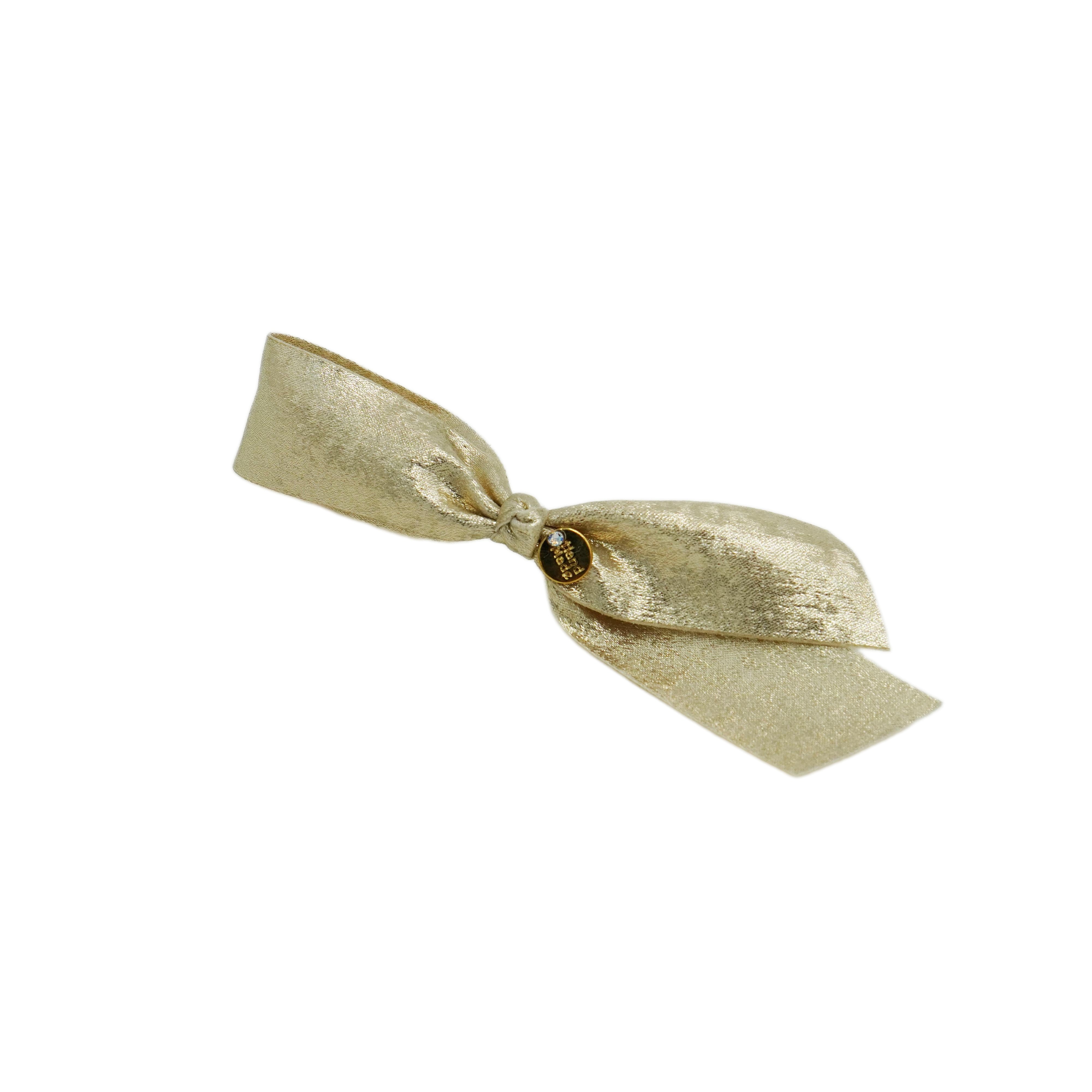 Lunapaw Gold & Silver Foil-Coated Ribbon Streamer Bow Fabric Top Clip TP2020