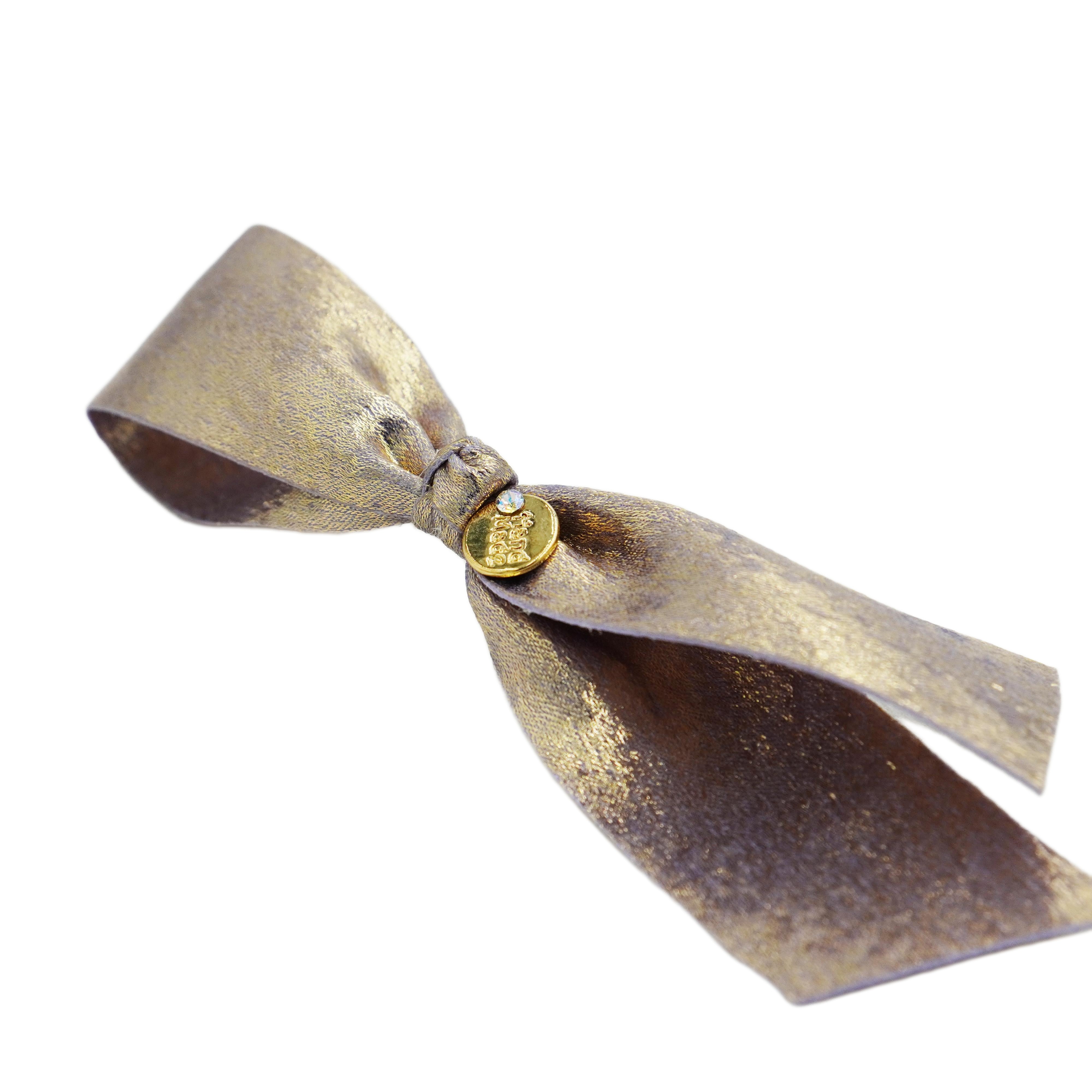 Lunapaw Gold & Silver Foil-Coated Ribbon Streamer Bow Fabric Top Clip TP2020