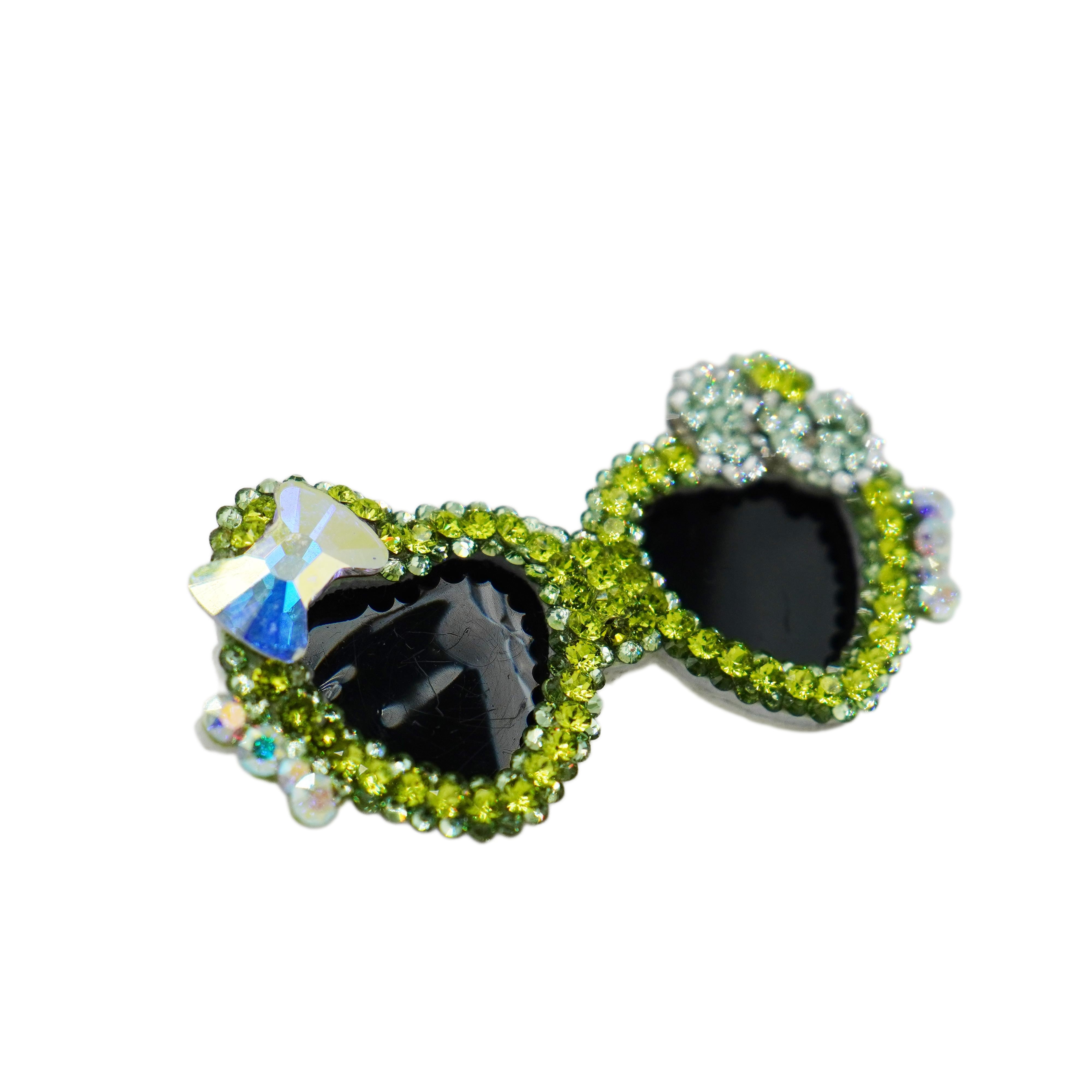 Lunapaw Heart Bow Sunglasses Luxury Crystal Top Clip TP26